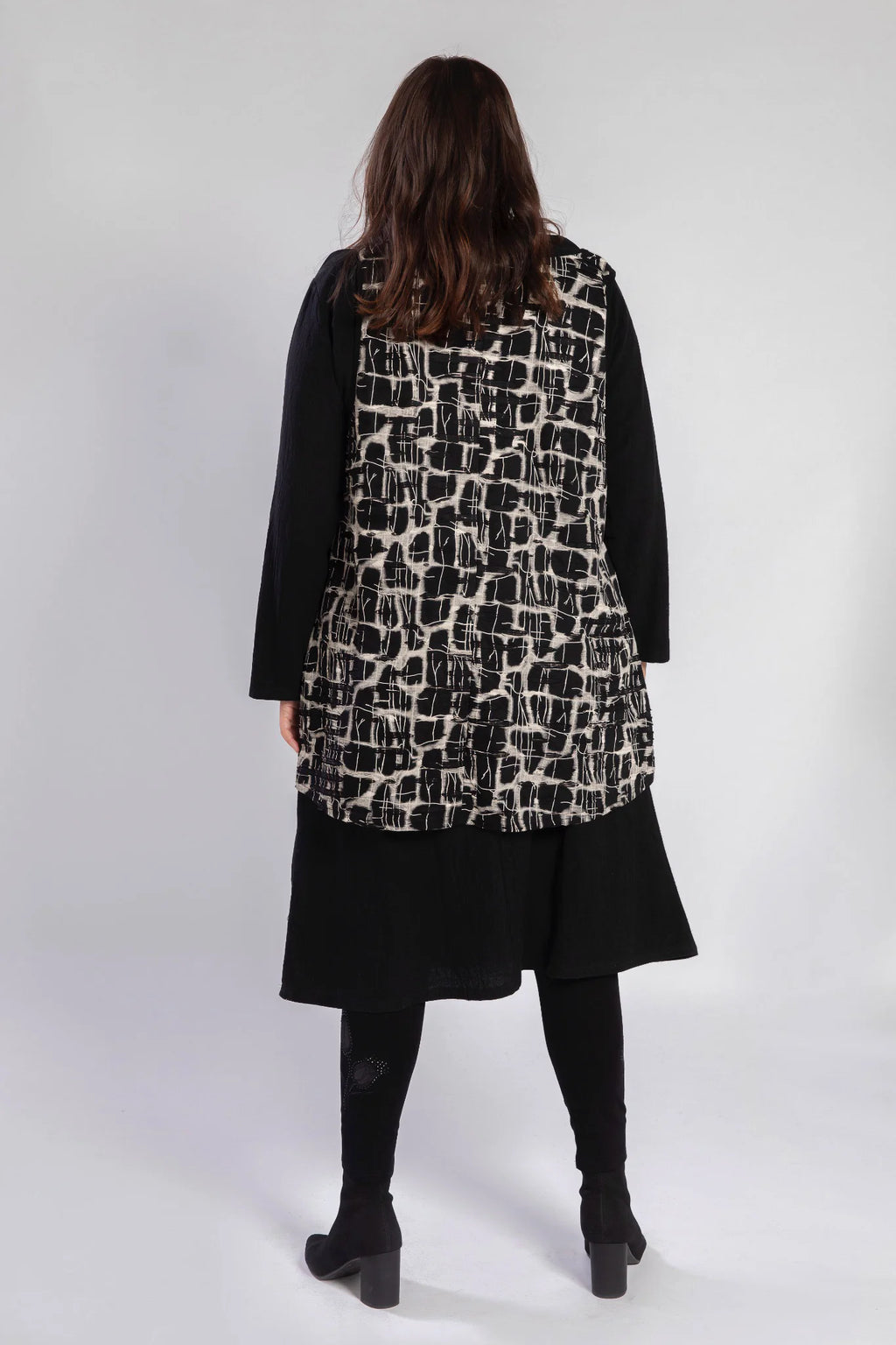  Pomme Rouge Top in gerader Form, aus Baumwolle, A830, Schwarz-Weiß, Grafik, Schick