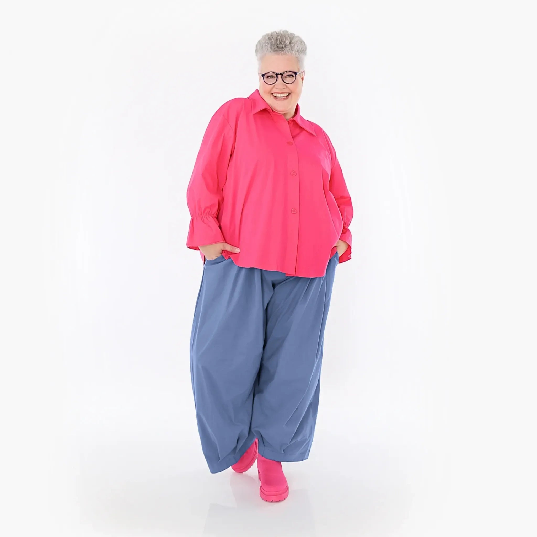  Ballonhose von AKH Fashion aus Baumwolle, 1482.07032, Azurblau, Ausgefallen, Zeitlos