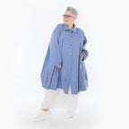  A-Form Jacke von AKH Fashion aus Baumwolle, 1482.07061, Azurblau, Ausgefallen, Zeitlos