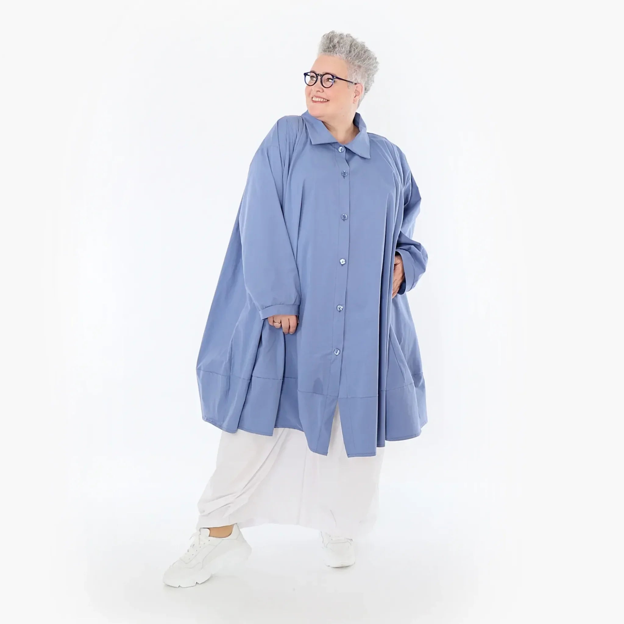  A-Form Jacke von AKH Fashion aus Baumwolle, 1482.07061, Azurblau, Ausgefallen, Zeitlos