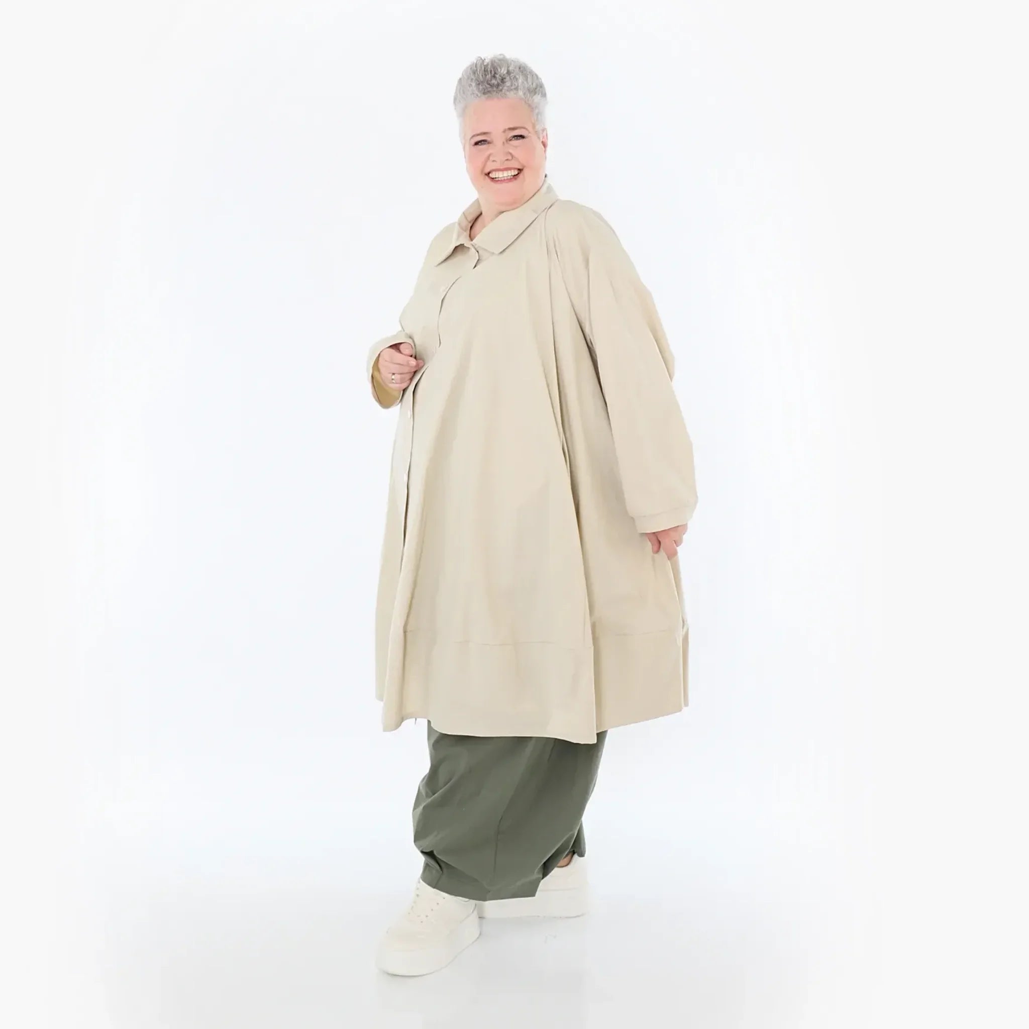  A-Form Jacke von AKH Fashion aus Baumwolle, 1482.07061, Beige, Ausgefallen, Zeitlos