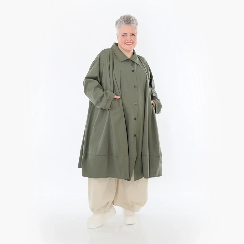  A-Form Jacke von AKH Fashion aus Baumwolle, 1482.07061, Khaki, Ausgefallen, Zeitlos