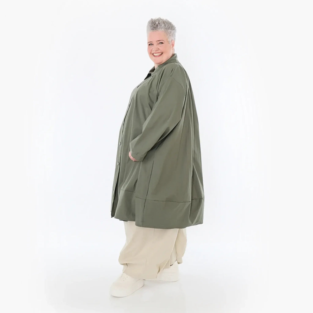  A-Form Jacke von AKH Fashion aus Baumwolle, 1482.07061, Khaki, Ausgefallen, Zeitlos