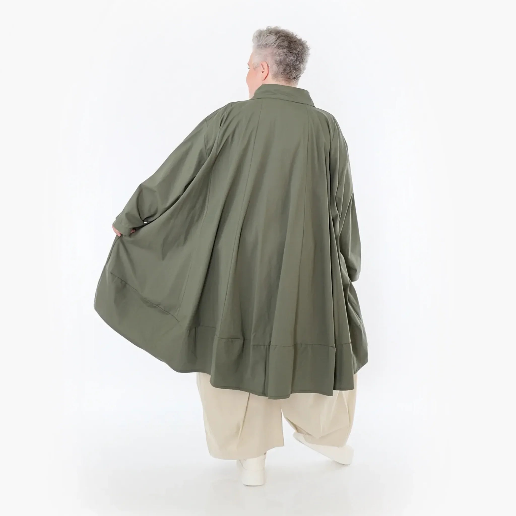  A-Form Jacke von AKH Fashion aus Baumwolle, 1482.07061, Khaki, Ausgefallen, Zeitlos