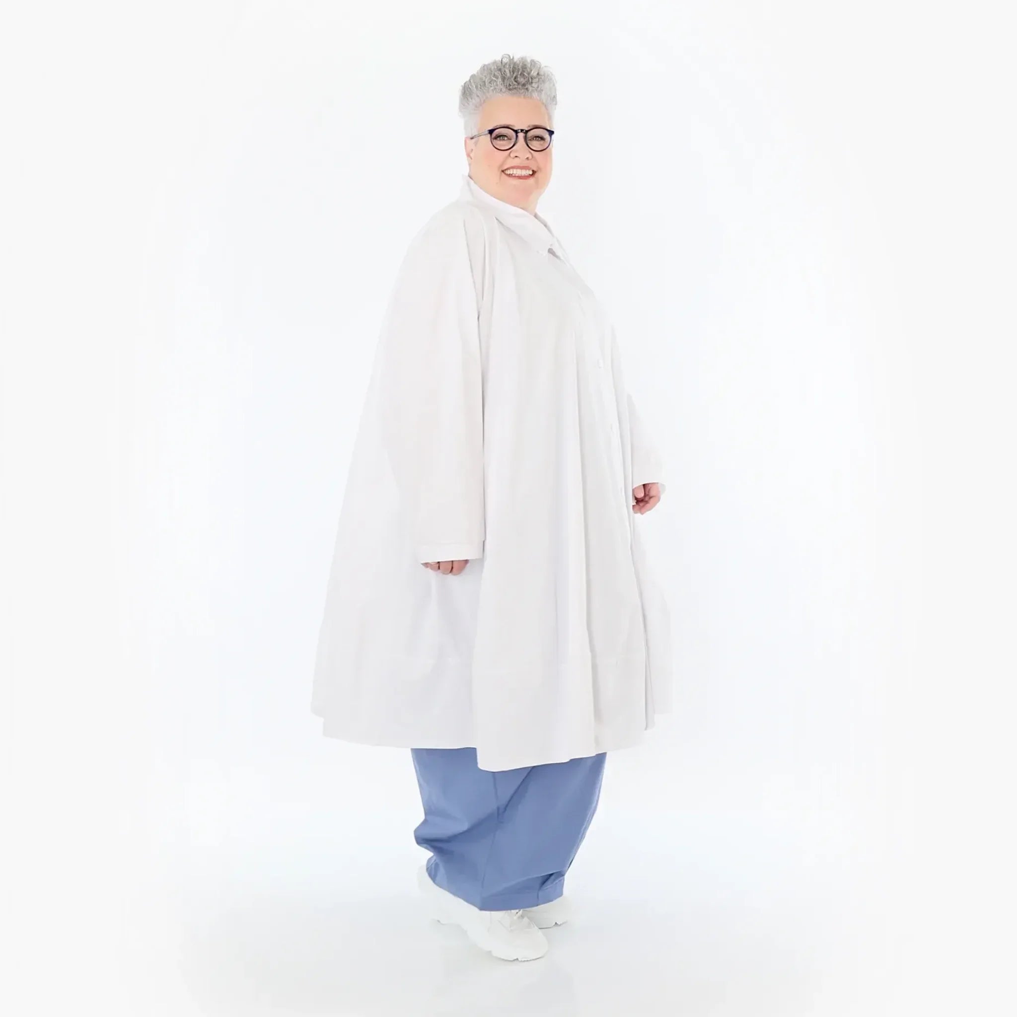  A-Form Jacke von AKH Fashion aus Baumwolle, 1482.07061, Weiß, Ausgefallen, Zeitlos, Schick