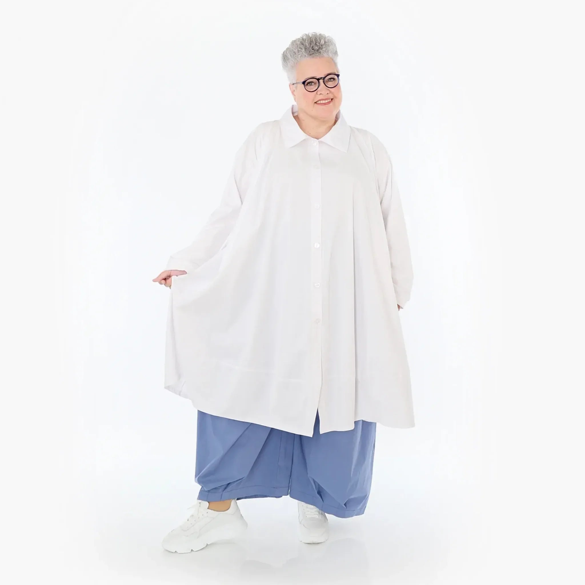  A-Form Jacke von AKH Fashion aus Baumwolle, 1482.07061, Weiß, Ausgefallen, Zeitlos, Schick