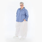  AKH Fashion Bluse in gerundeter Form, aus Baumwolle, 1482.07062, Azurblau, Ausgefallen
