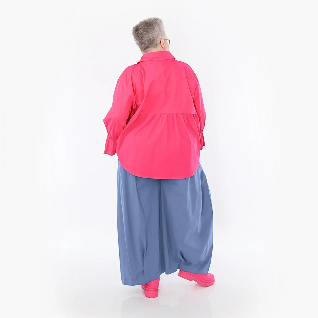  AKH Fashion Bluse in gerundeter Form, aus Baumwolle, 1482.07062, Fuchsia, Ausgefallen