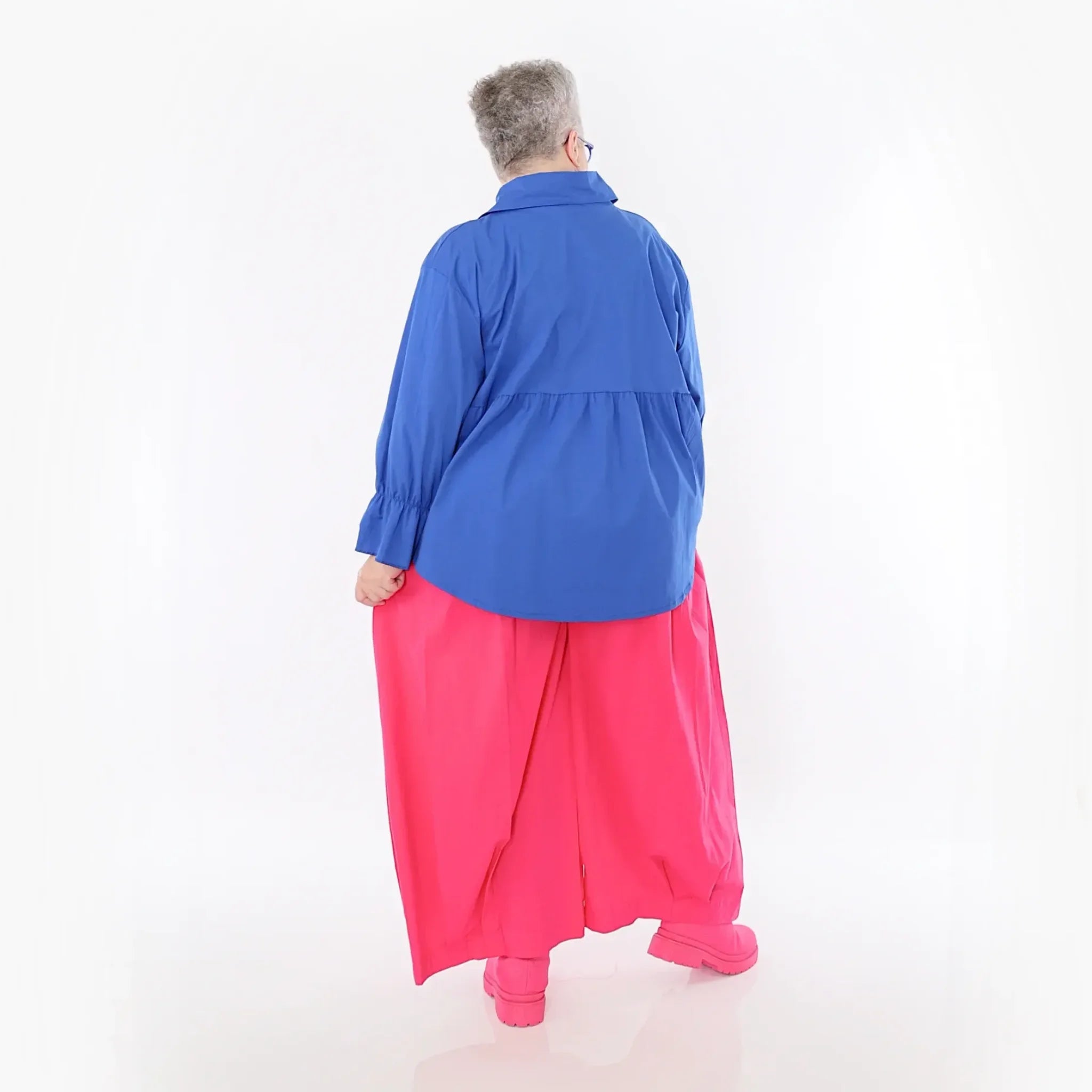  AKH Fashion Bluse in gerundeter Form, aus Baumwolle, 1482.07062, Royalblau, Ausgefallen