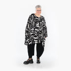  A-Form Bigshirt von AKH Fashion aus Viskose, 1487.06911, Schwarz/Weiß, Pinselstrich, Schick