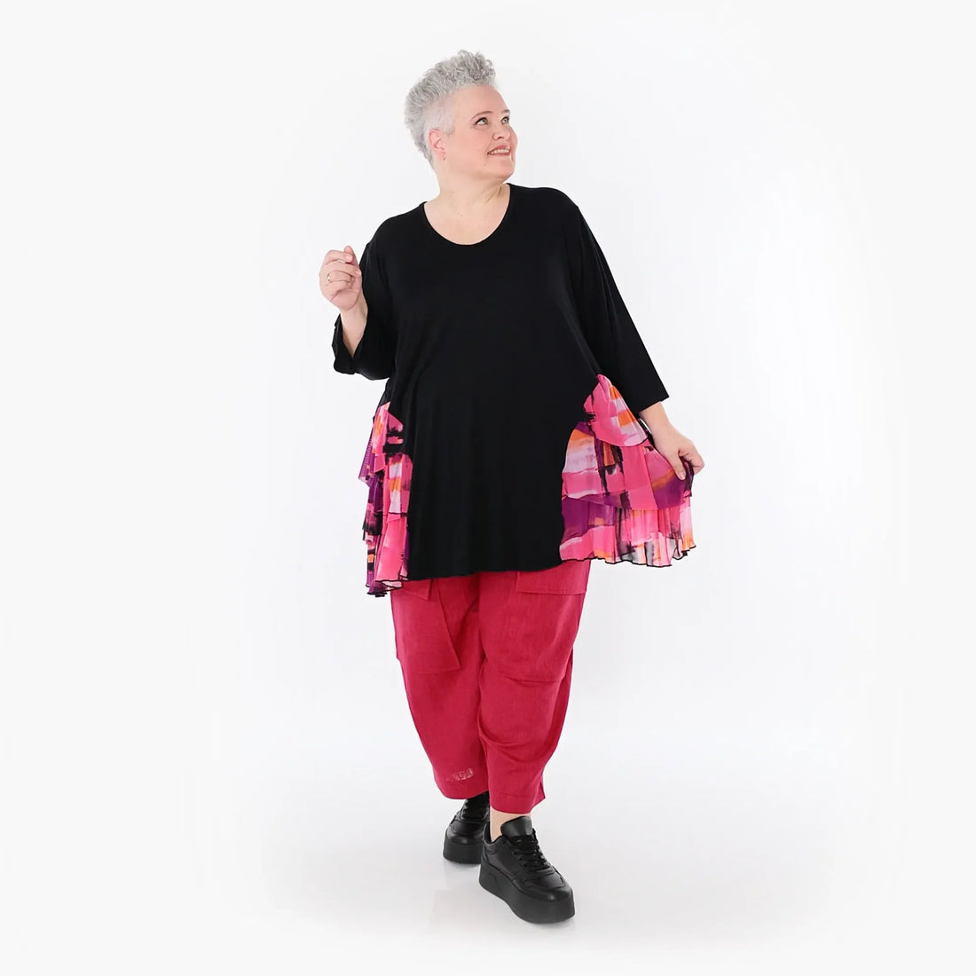  A-Form Shirt von AKH Fashion aus Viskose, 1488.06862, Schwarz/Multi, Grafik, Ausgefallen