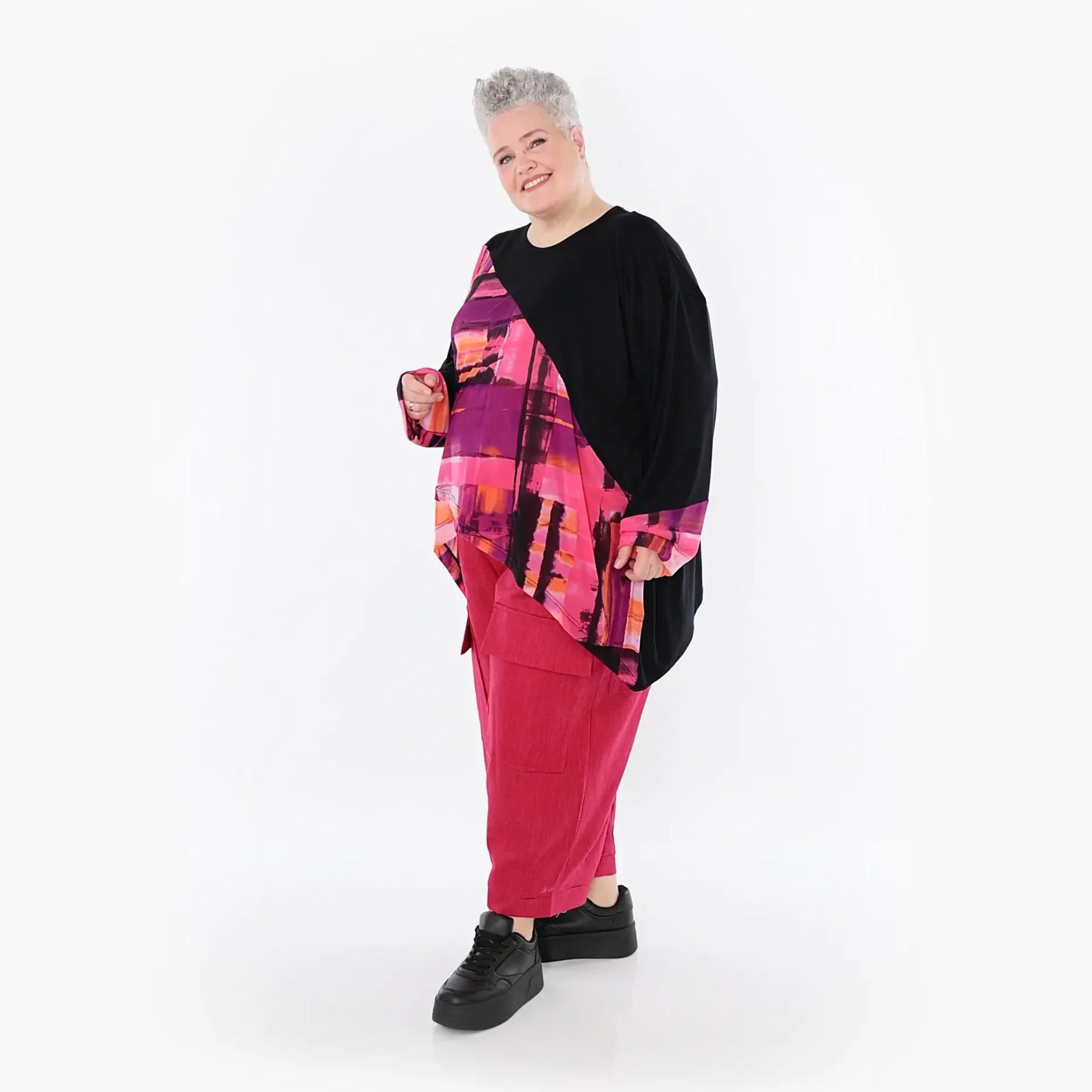  AKH Fashion Hose in gerader Form, aus Leinen, 1489.07098, Fuchsia, Ausgefallen, Zeitlos
