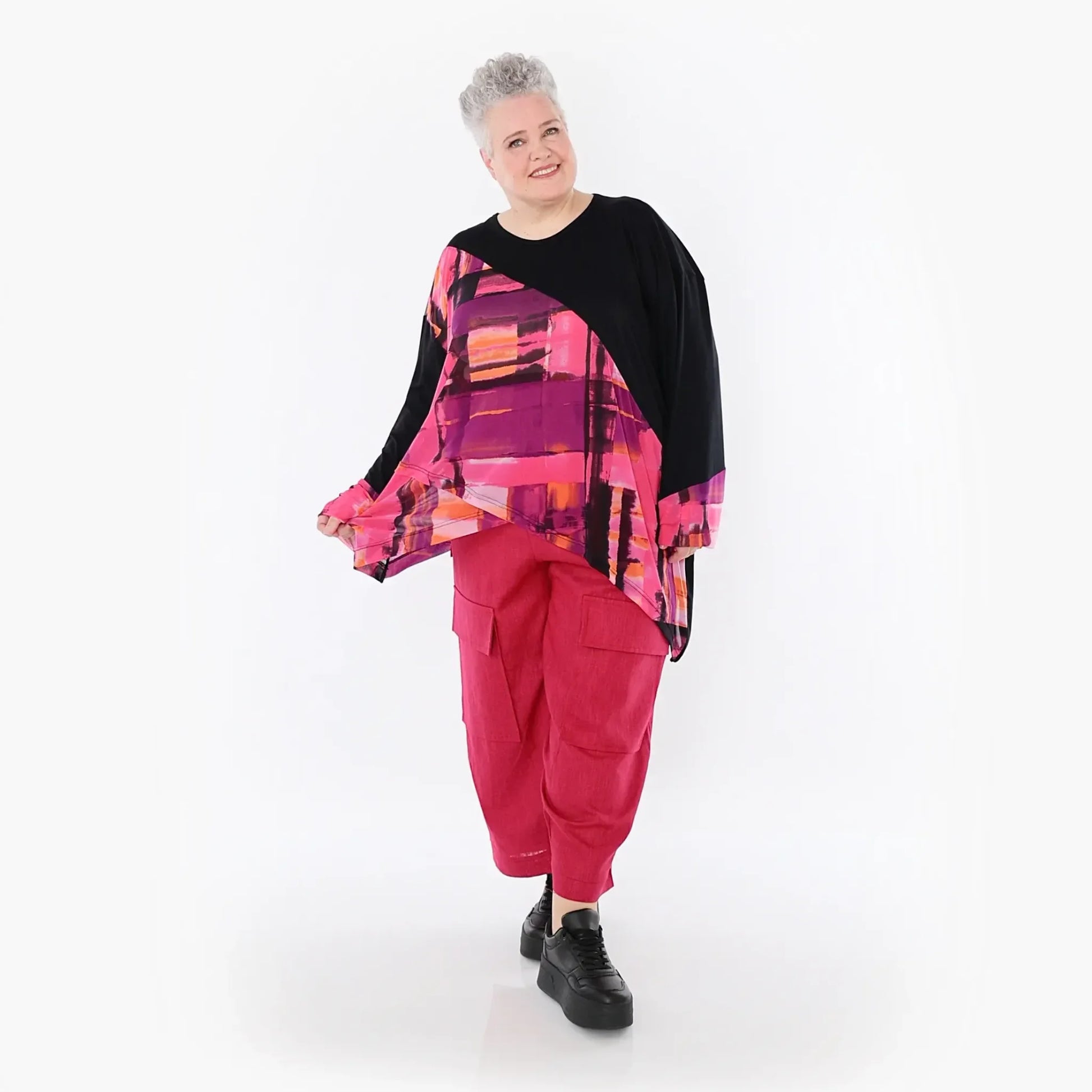  AKH Fashion Hose in gerader Form, aus Leinen, 1489.07098, Fuchsia, Ausgefallen, Zeitlos