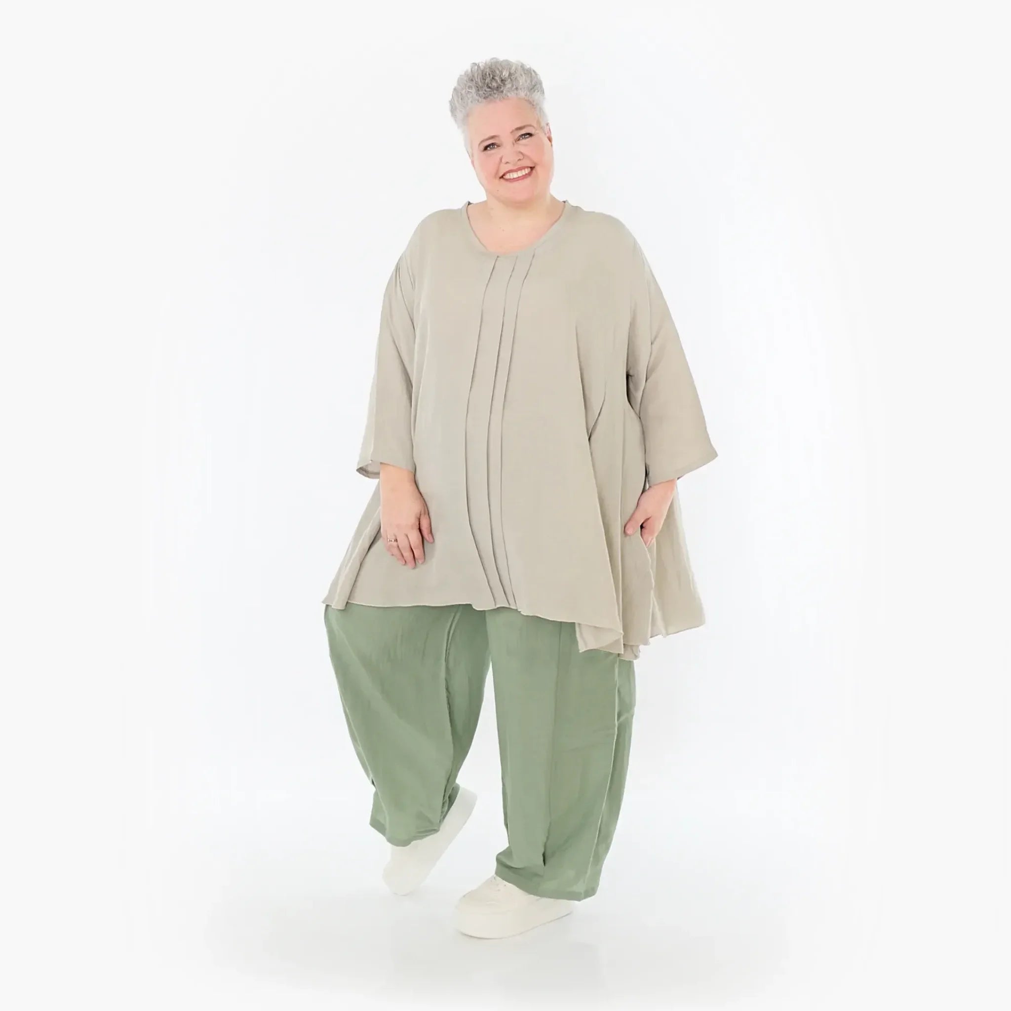  AKH Fashion Hose in gerader Form, aus Viskose, 1490.06710, Khaki, Ausgefallen, Zeitlos