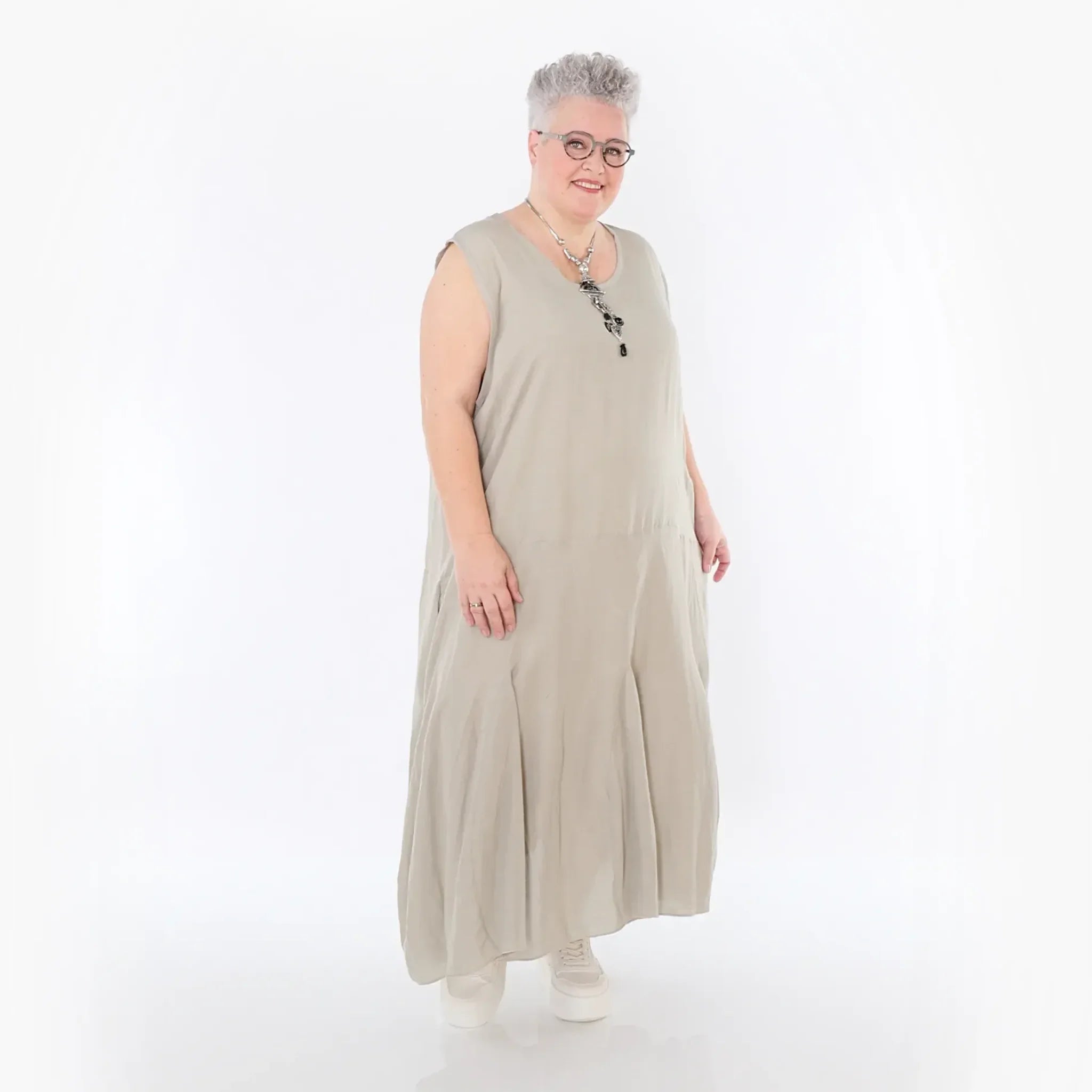  Ballonkleid von AKH Fashion aus Viskose, 1490.06972, Beige, Ausgefallen, Zeitlos, Schick