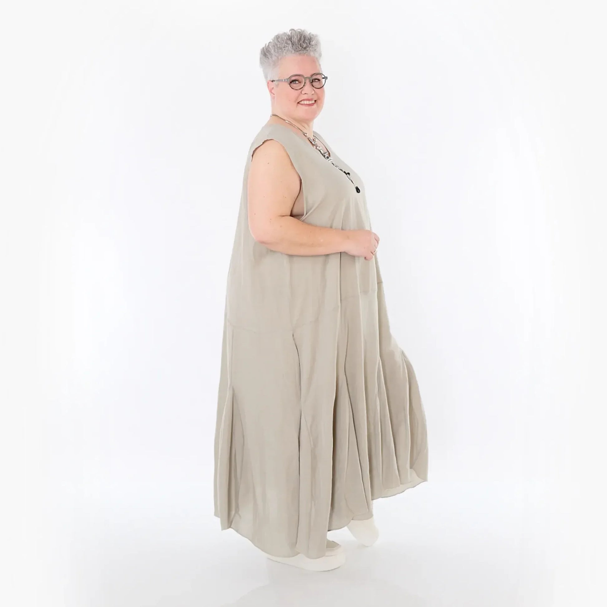  Ballonkleid von AKH Fashion aus Viskose, 1490.06972, Beige, Ausgefallen, Zeitlos, Schick