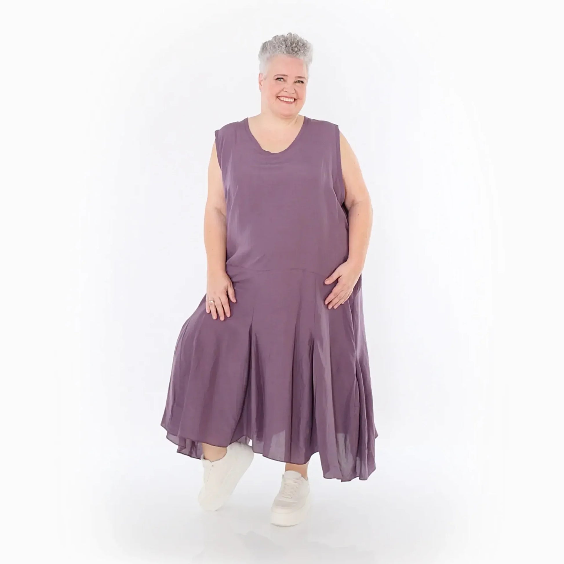  Ballonkleid von AKH Fashion aus Viskose, 1490.06972, Pflaume, Ausgefallen, Zeitlos, Schick