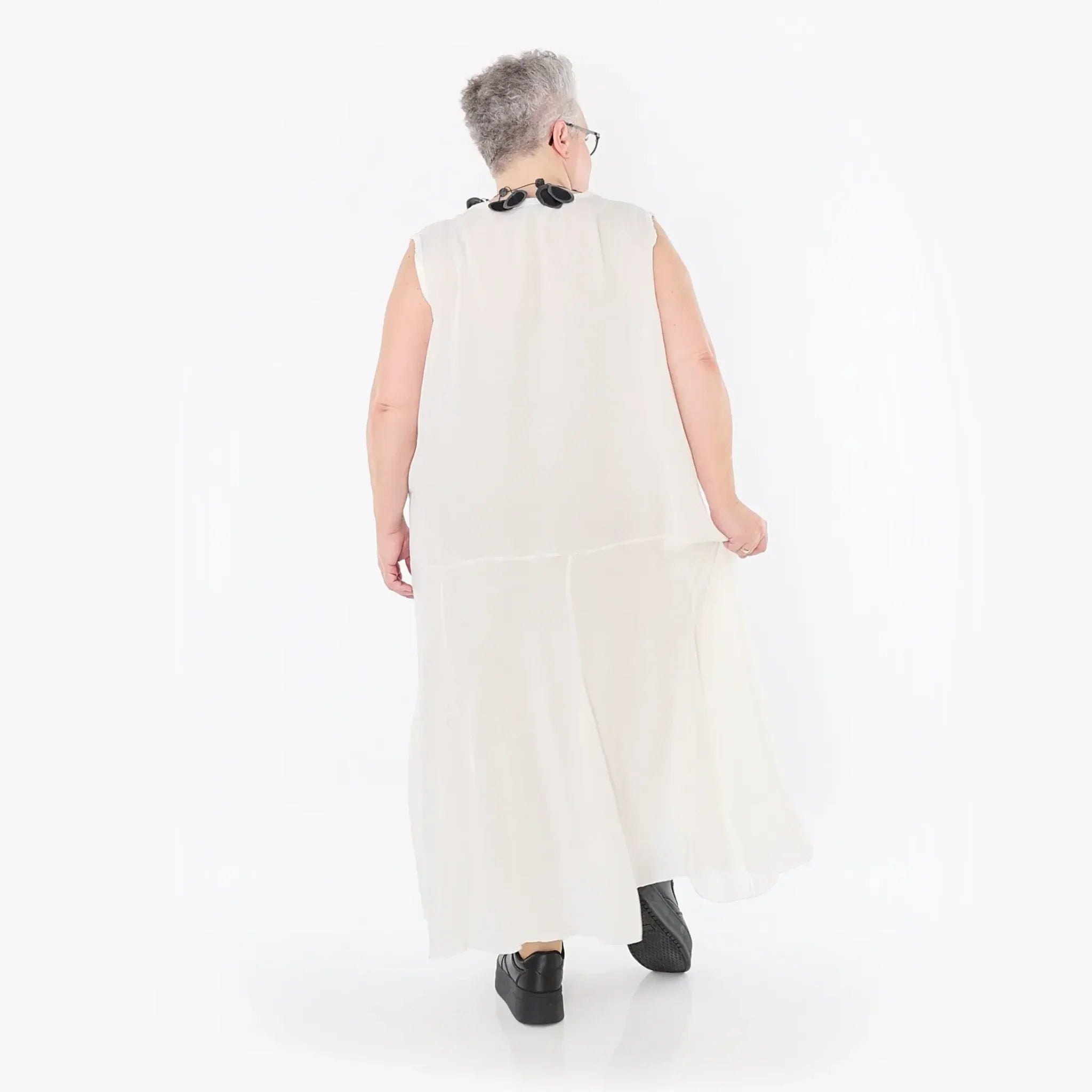  Ballonkleid von AKH Fashion aus Viskose, 1490.06972, Weiß, Ausgefallen, Zeitlos, Schick
