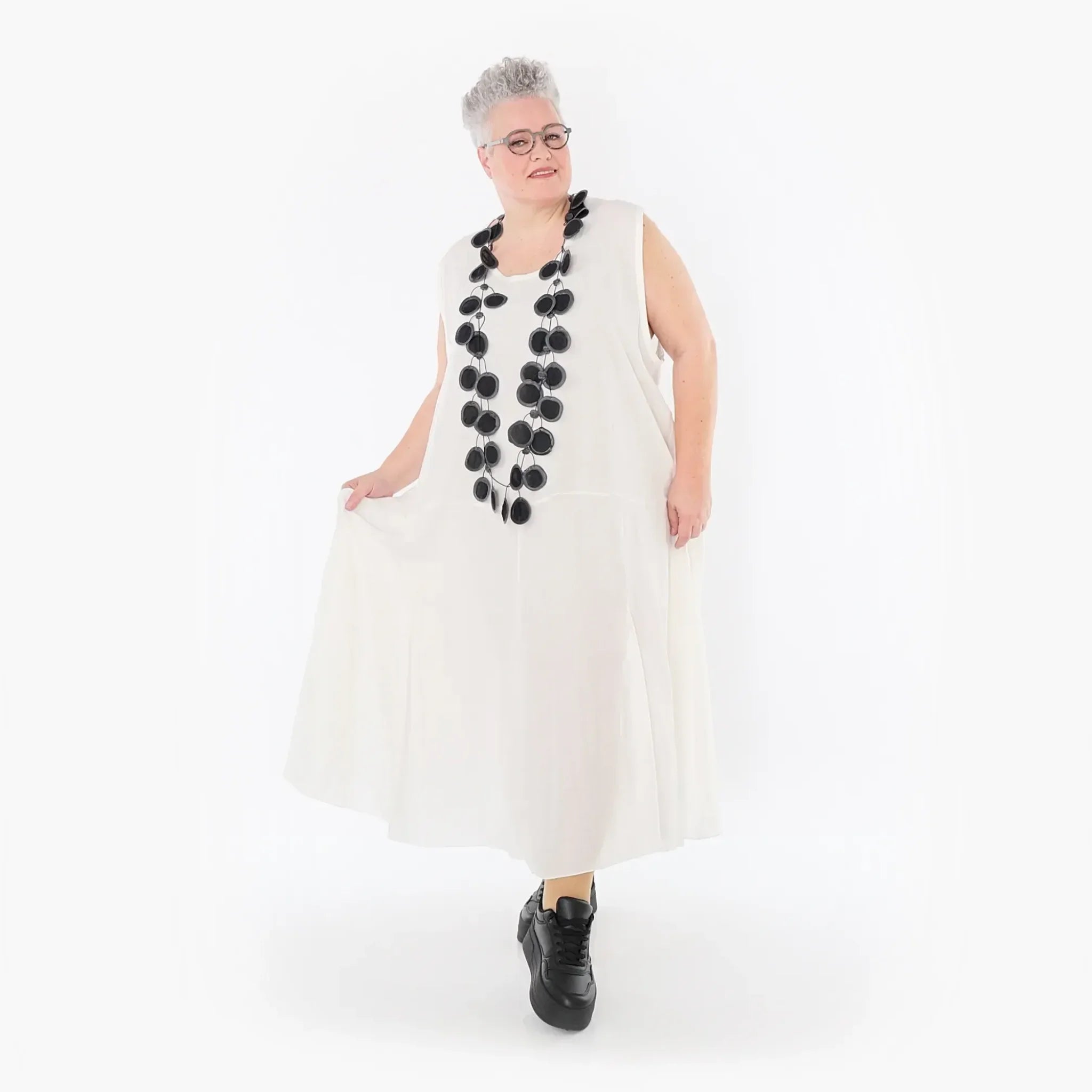  Ballonkleid von AKH Fashion aus Viskose, 1490.06972, Weiß, Ausgefallen, Zeitlos, Schick