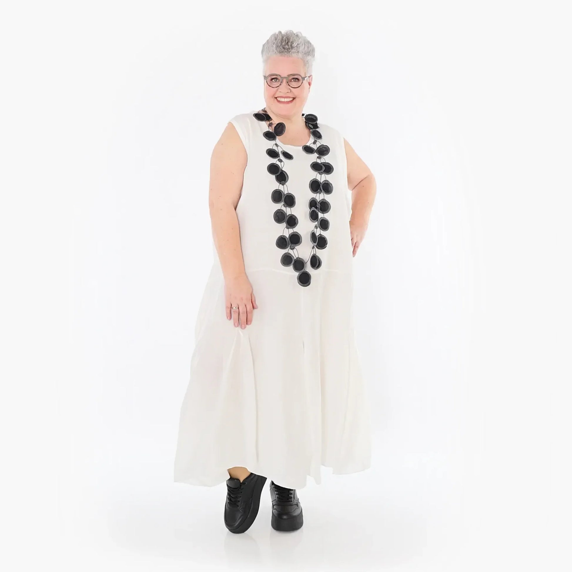  Ballonkleid von AKH Fashion aus Viskose, 1490.06972, Weiß, Ausgefallen, Zeitlos, Schick