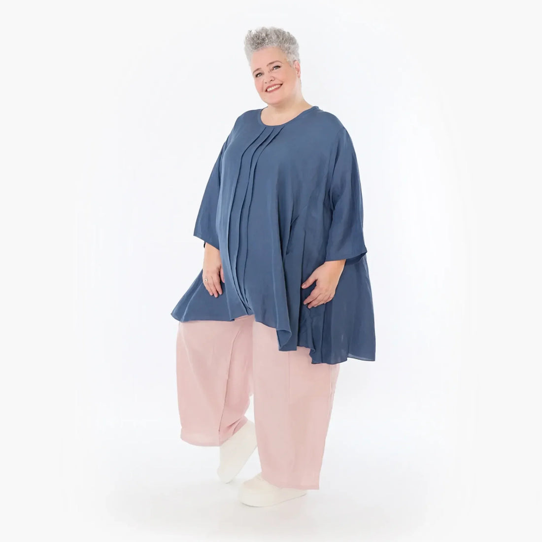  A-Form Bigshirt von AKH Fashion aus Viskose, 1490.07069, Azurblau, Ausgefallen, Zeitlos
