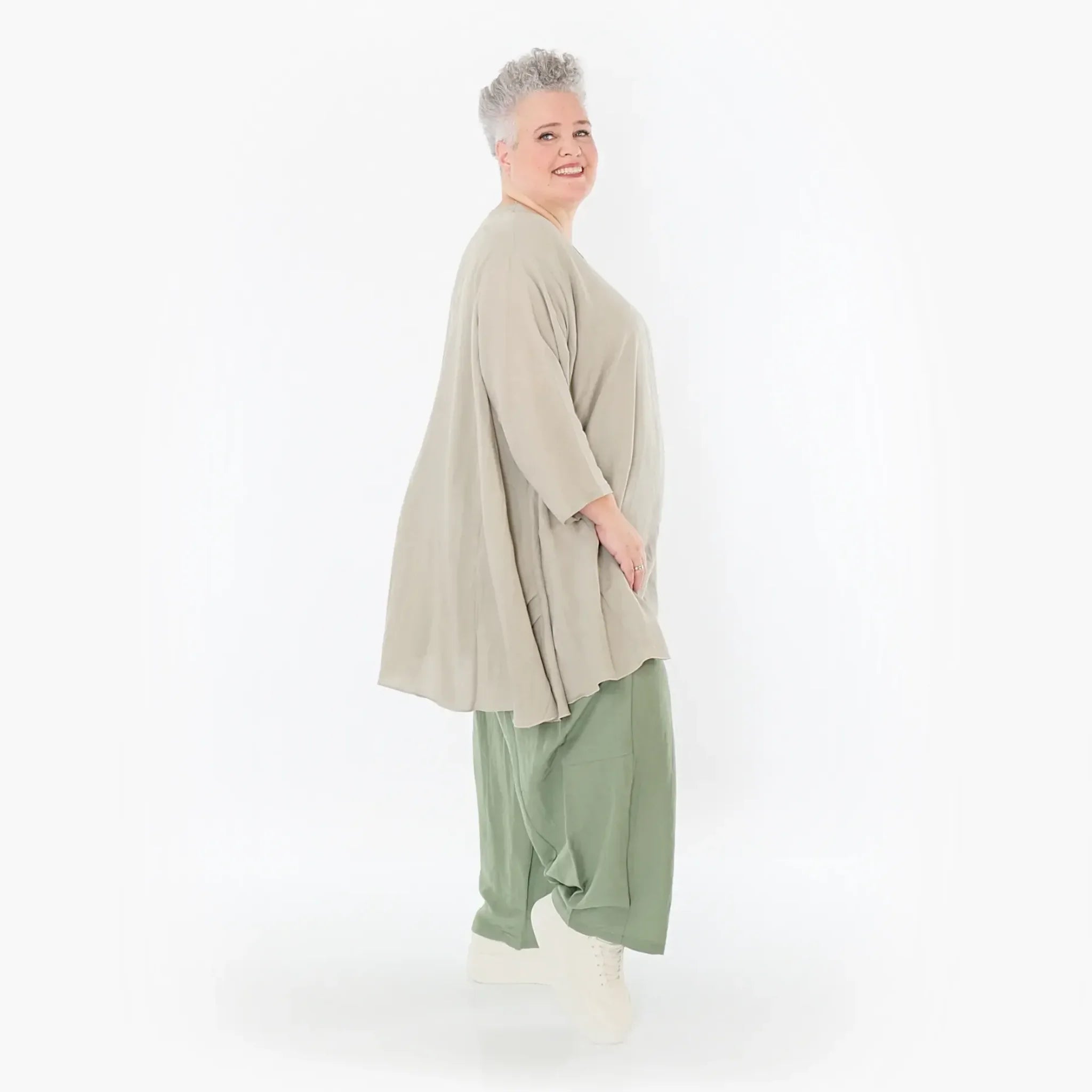  A-Form Bigshirt von AKH Fashion aus Viskose, 1490.07069, Beige, Ausgefallen, Zeitlos, Schick