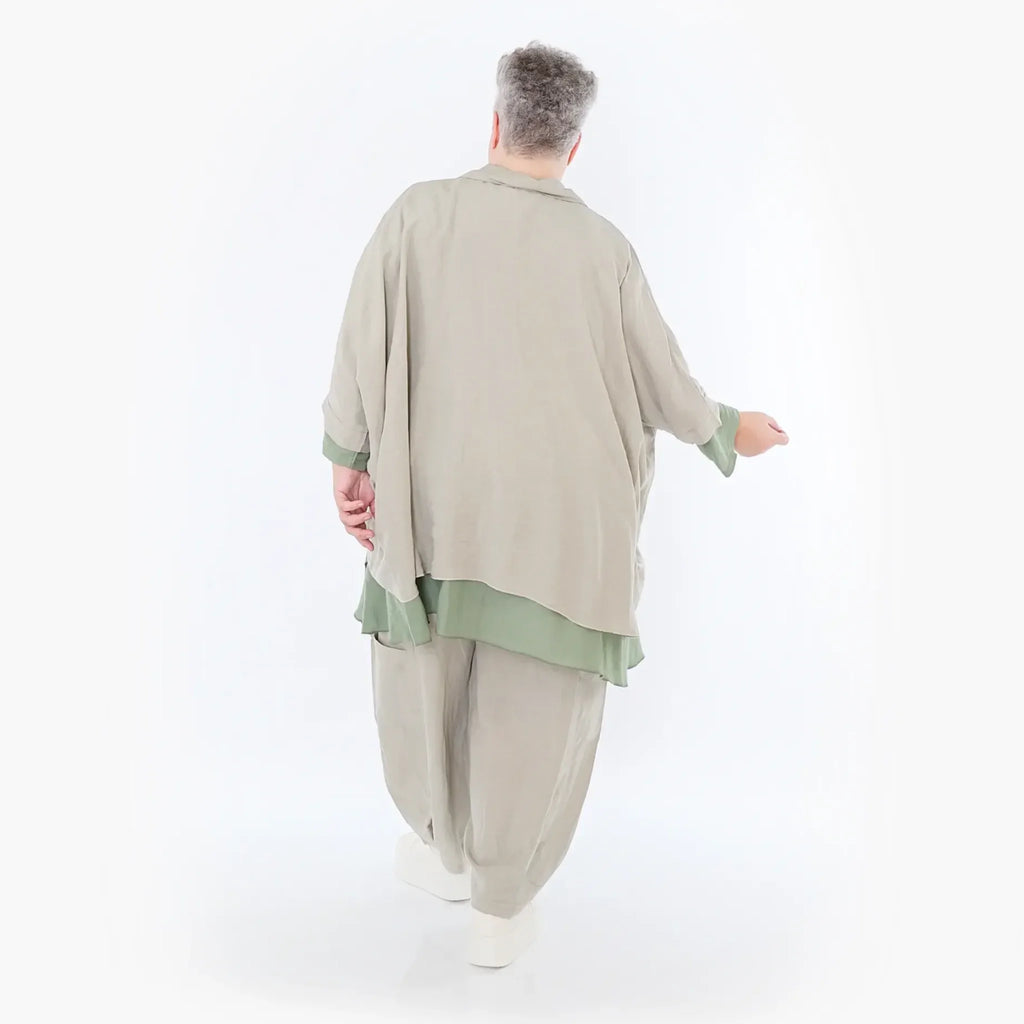  AKH Fashion Jacke in gerundeter Form, aus Viskose, 1490.07092, Beige, Ausgefallen, Zeitlos