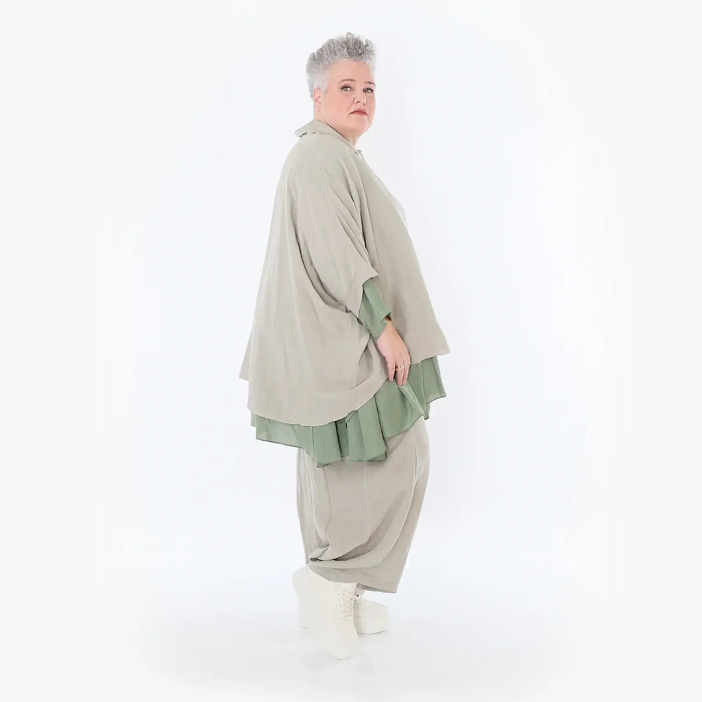  AKH Fashion Jacke in gerundeter Form, aus Viskose, 1490.07092, Beige, Ausgefallen, Zeitlos