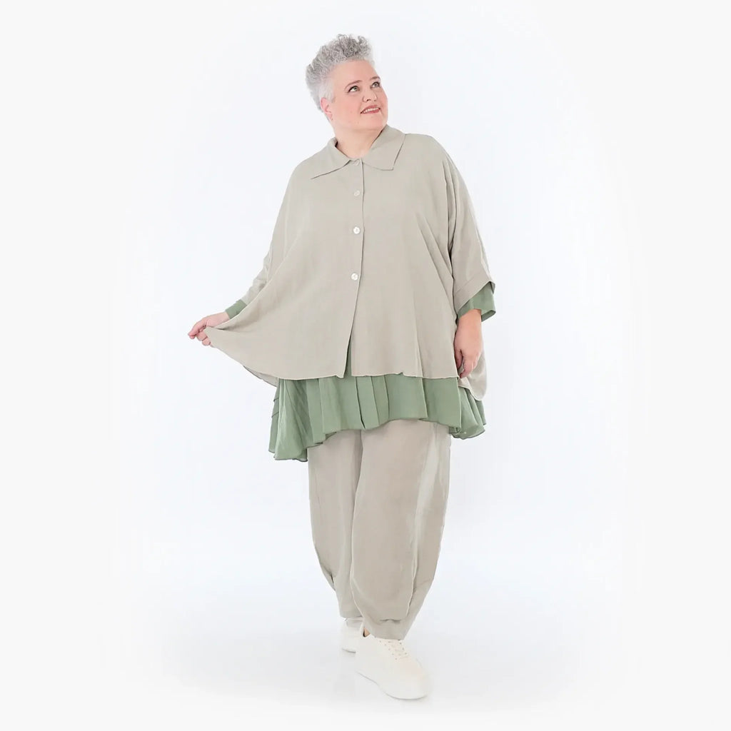  AKH Fashion Jacke in gerundeter Form, aus Viskose, 1490.07092, Beige, Ausgefallen, Zeitlos