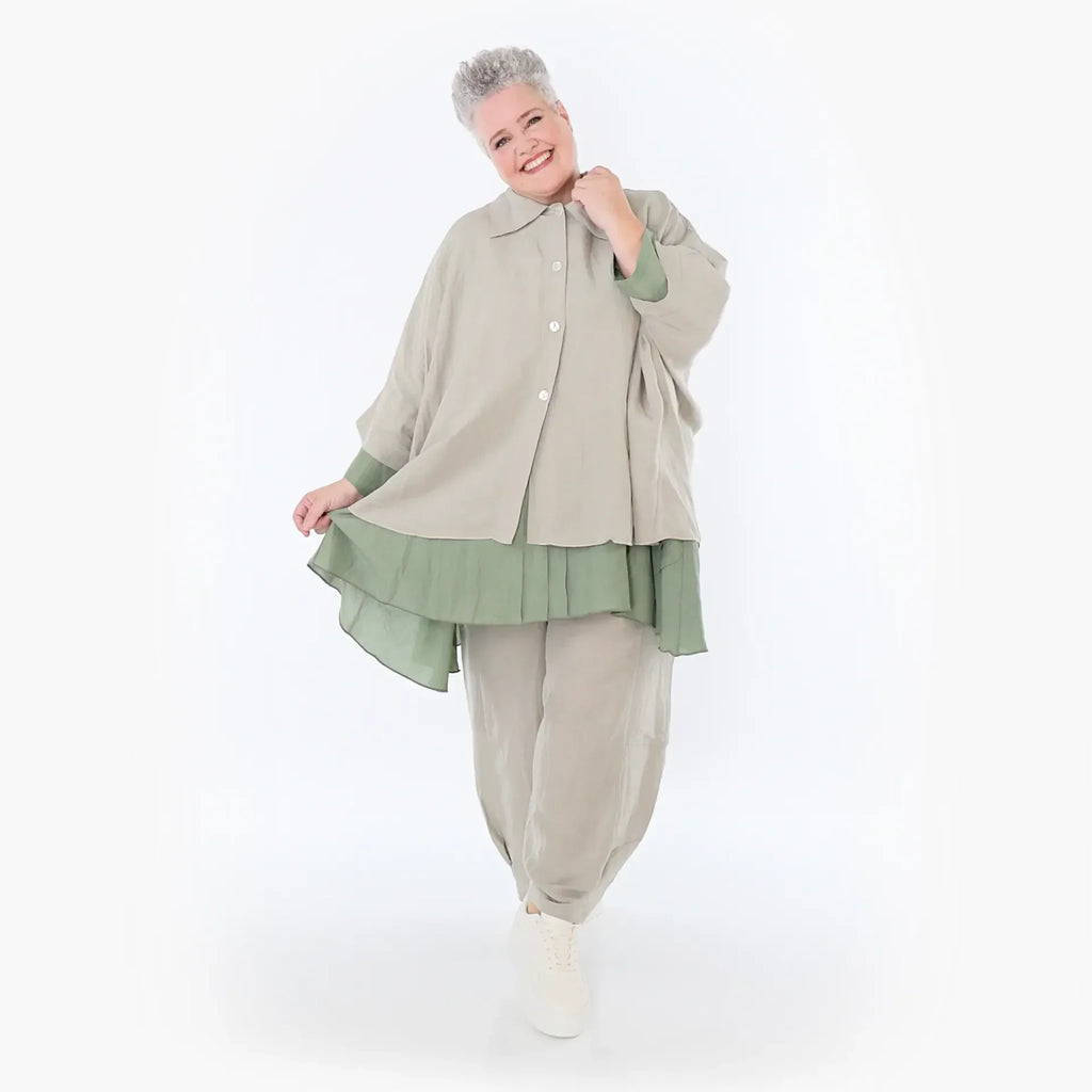  AKH Fashion Jacke in gerundeter Form, aus Viskose, 1490.07092, Beige, Ausgefallen, Zeitlos