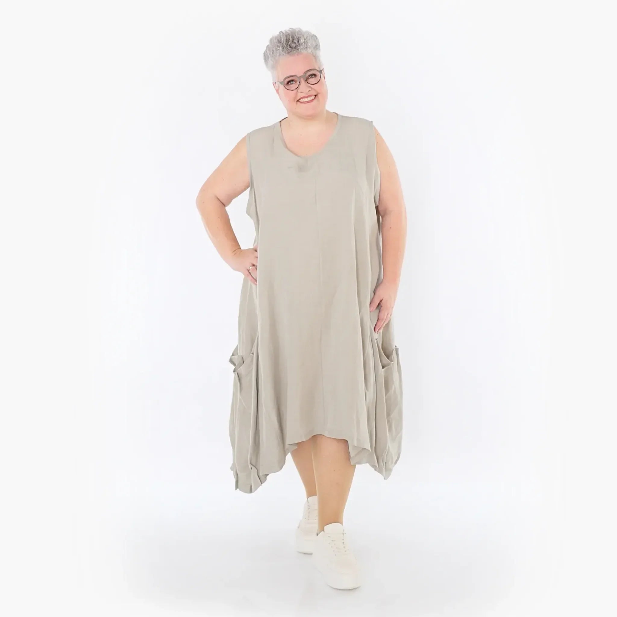  Ballonkleid von AKH Fashion aus Viskose, 1490.07093, Beige, Ausgefallen, Zeitlos, Schick