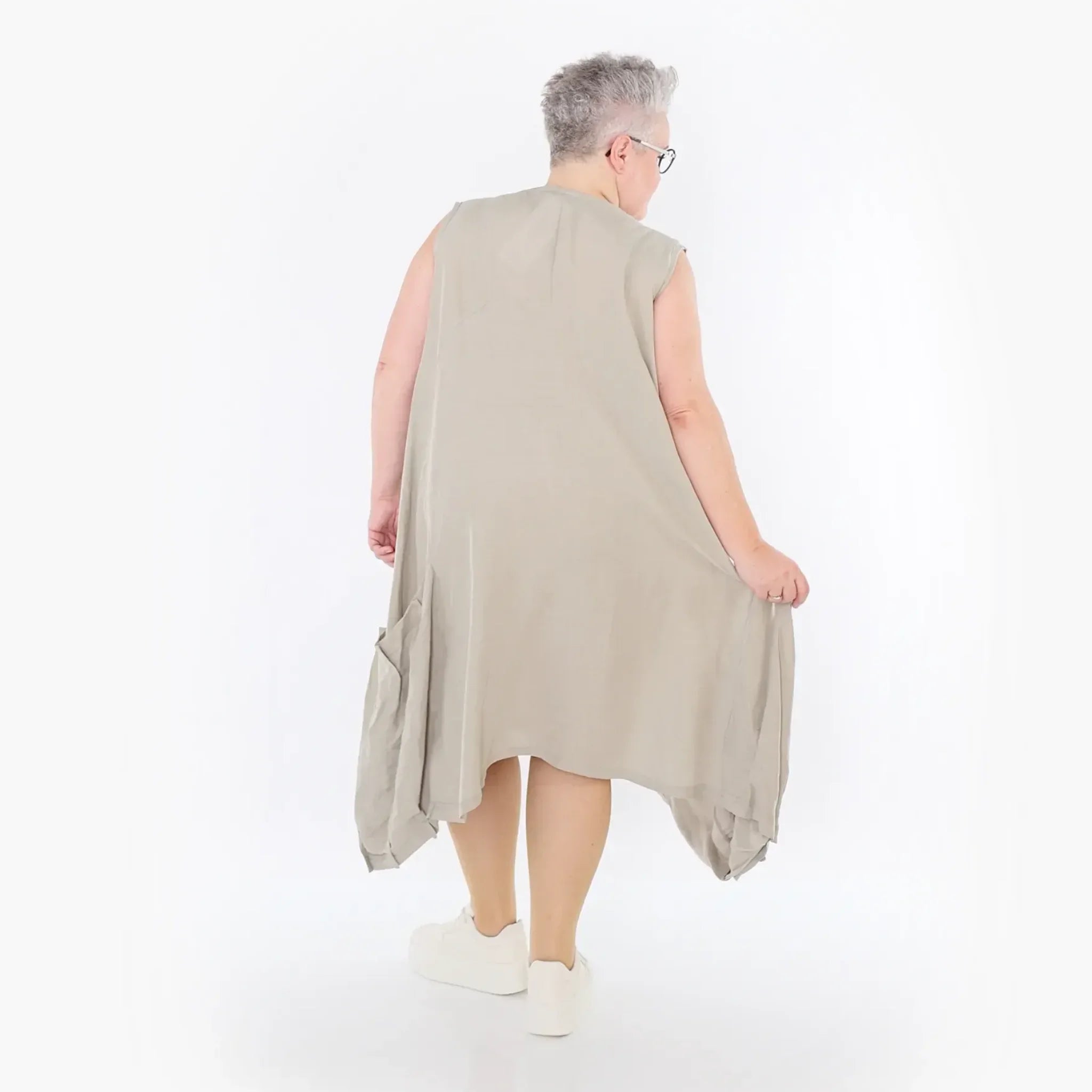  Ballonkleid von AKH Fashion aus Viskose, 1490.07093, Beige, Ausgefallen, Zeitlos, Schick