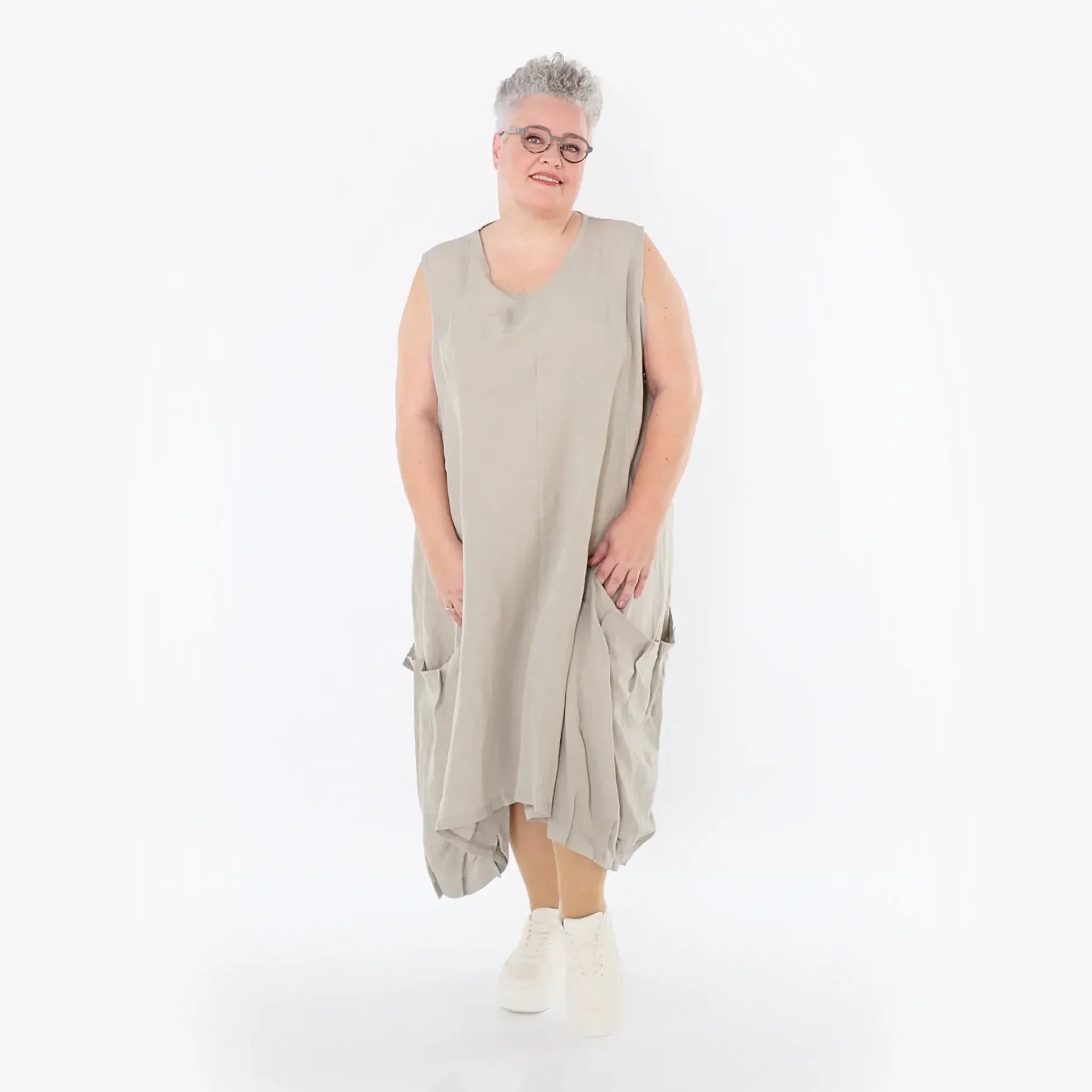  Ballonkleid von AKH Fashion aus Viskose, 1490.07093, Beige, Ausgefallen, Zeitlos, Schick