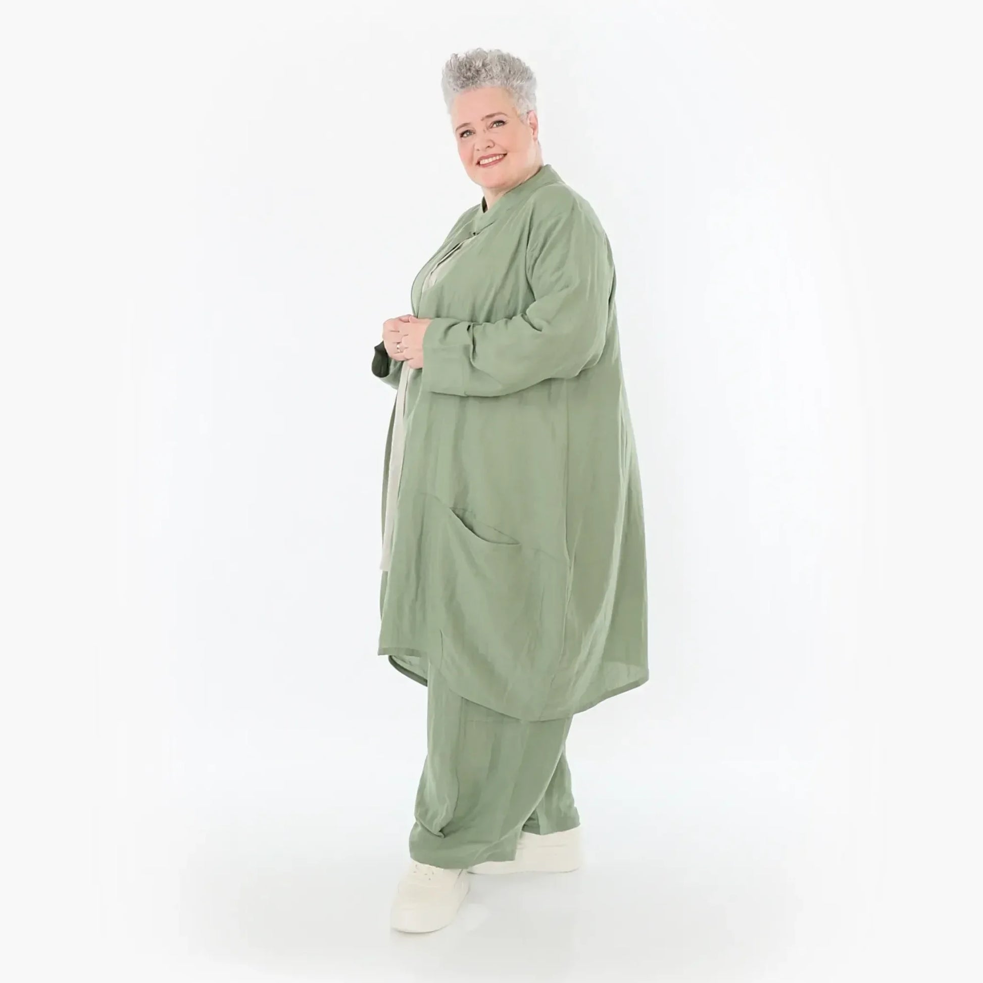  Ballon Cardigan von AKH Fashion aus Viskose, 1490.07094, Khaki, Ausgefallen, Zeitlos