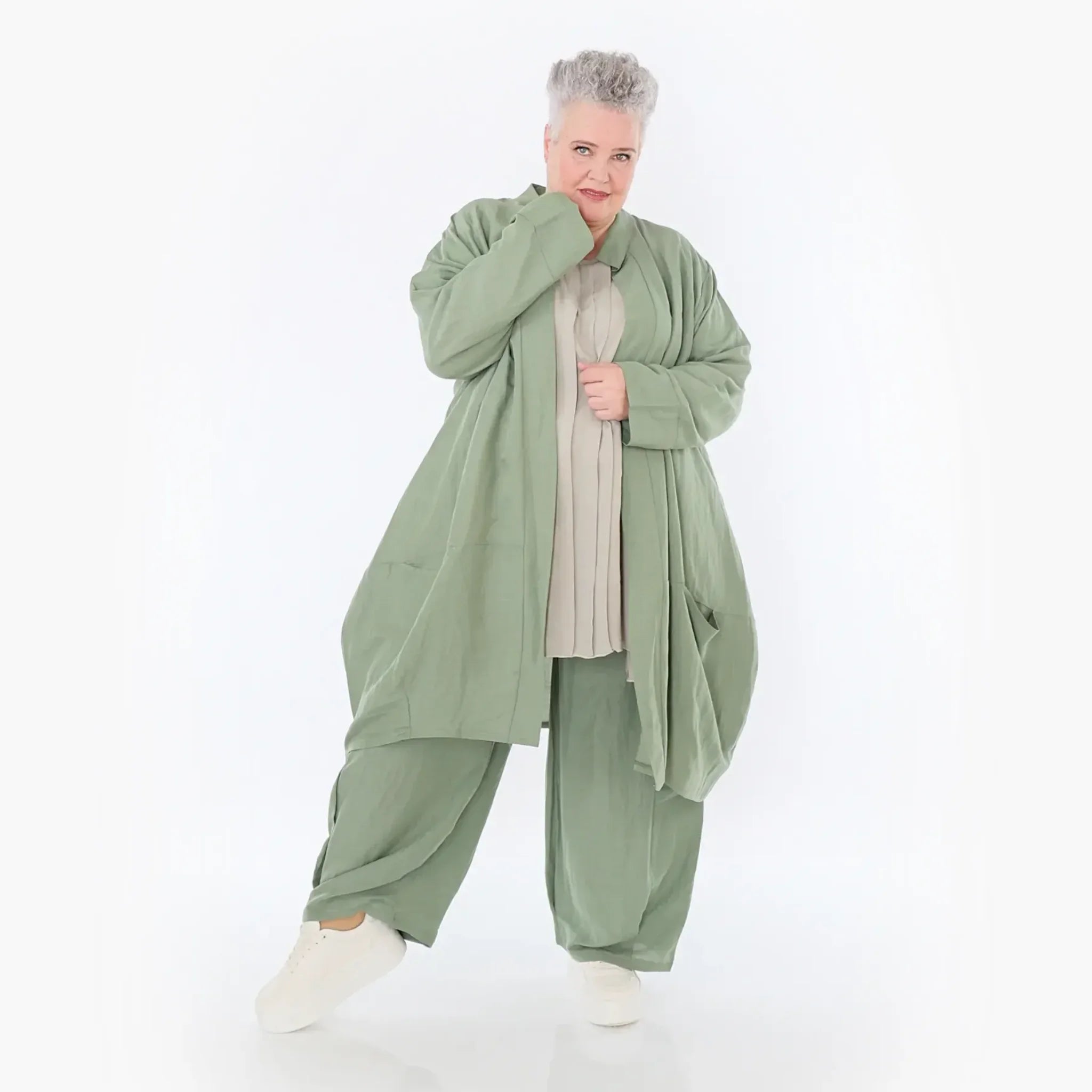  Ballon Cardigan von AKH Fashion aus Viskose, 1490.07094, Khaki, Ausgefallen, Zeitlos