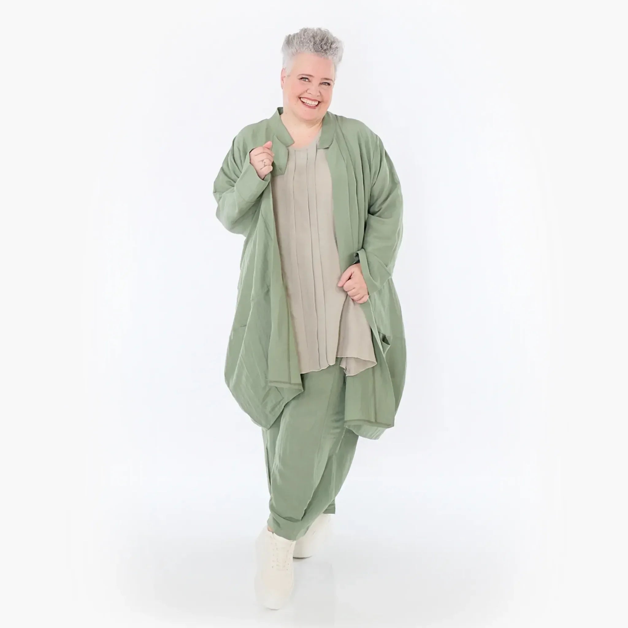  Ballon Cardigan von AKH Fashion aus Viskose, 1490.07094, Khaki, Ausgefallen, Zeitlos