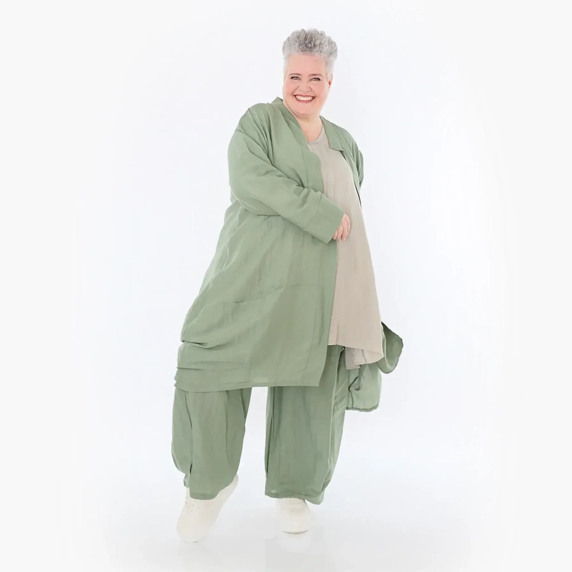  Ballon Cardigan von AKH Fashion aus Viskose, 1490.07094, Khaki, Ausgefallen, Zeitlos