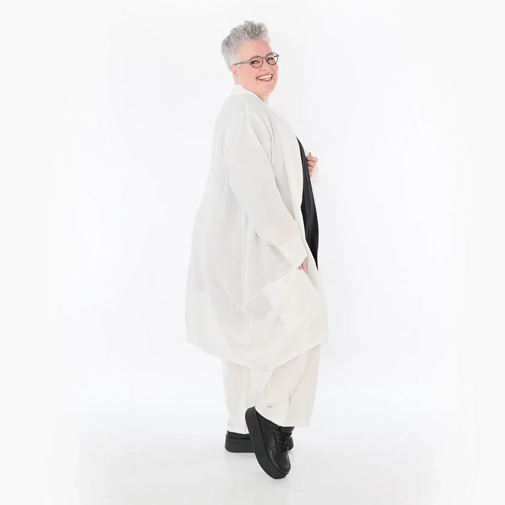  Ballon Cardigan von AKH Fashion aus Viskose, 1490.07094, Weiß, Ausgefallen, Zeitlos