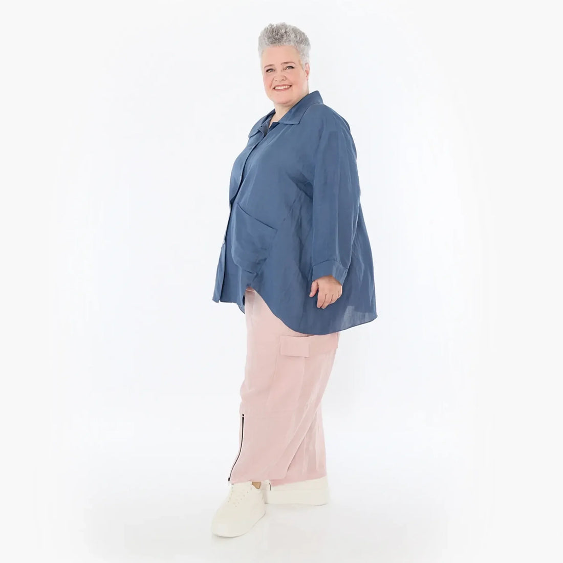  A-Form Jacke von AKH Fashion aus Viskose, 1490.07095, Azurblau, Ausgefallen, Zeitlos