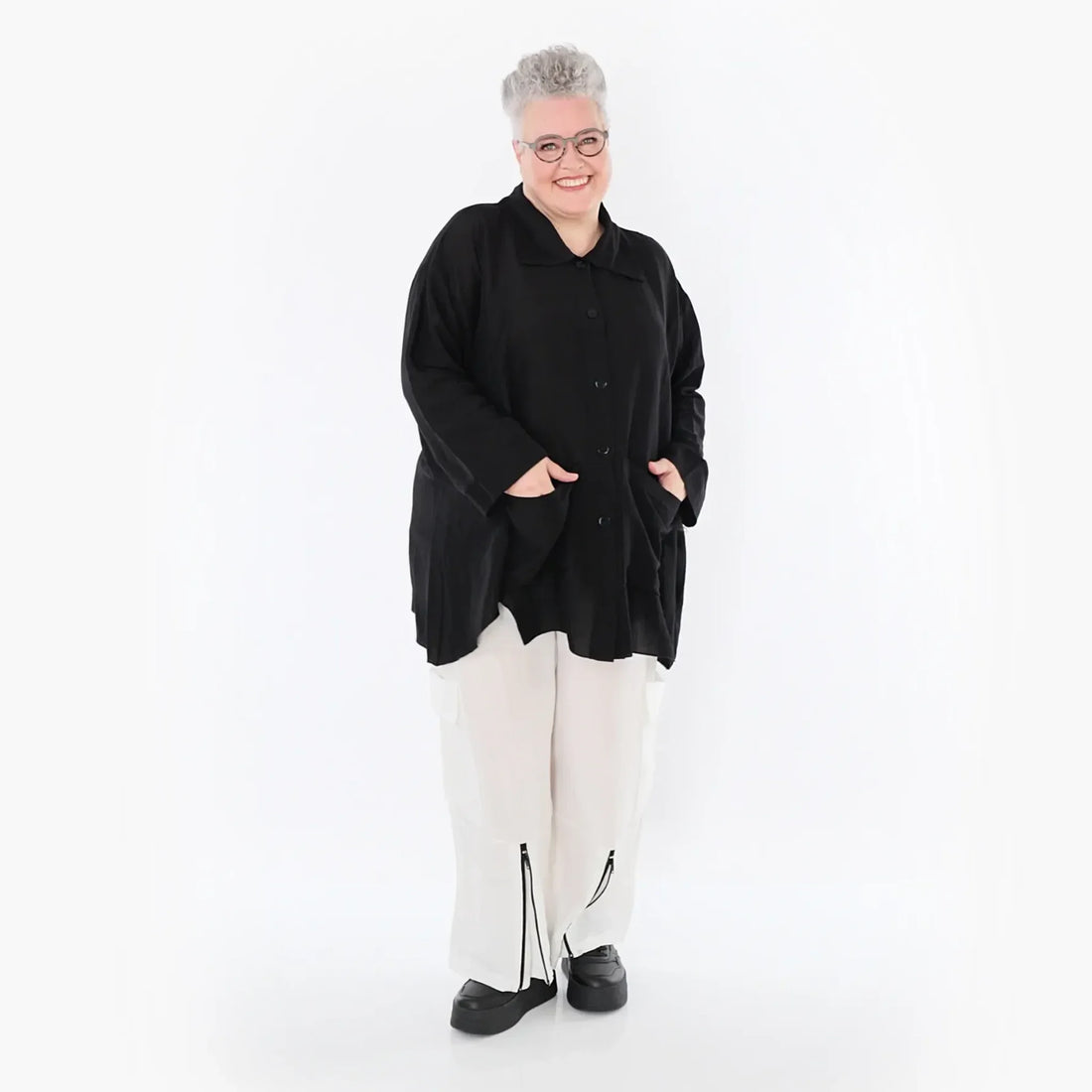  A-Form Jacke von AKH Fashion aus Viskose, 1490.07095, Schwarz, Ausgefallen, Zeitlos