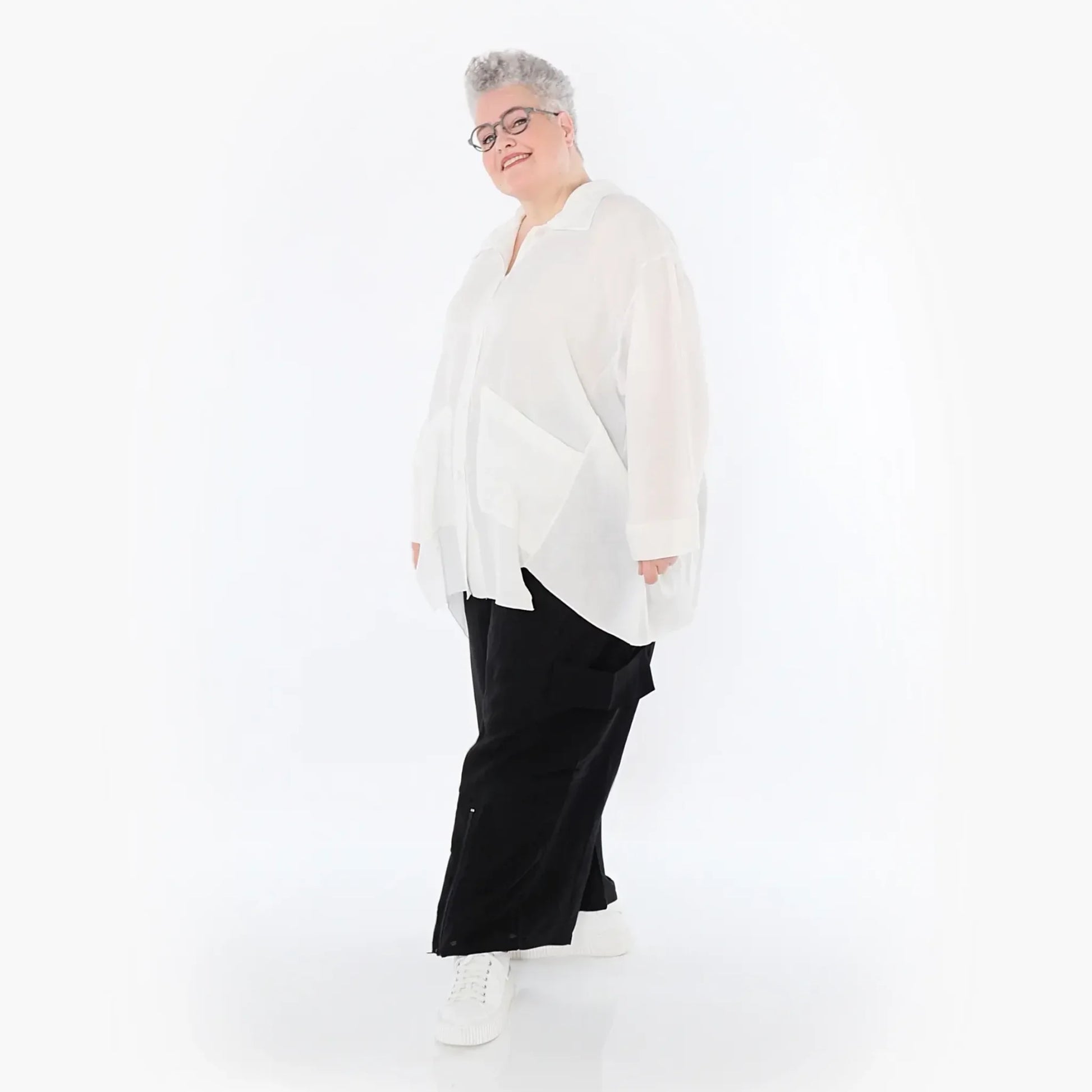  A-Form Jacke von AKH Fashion aus Viskose, 1490.07095, Weiß, Ausgefallen, Zeitlos, Schick