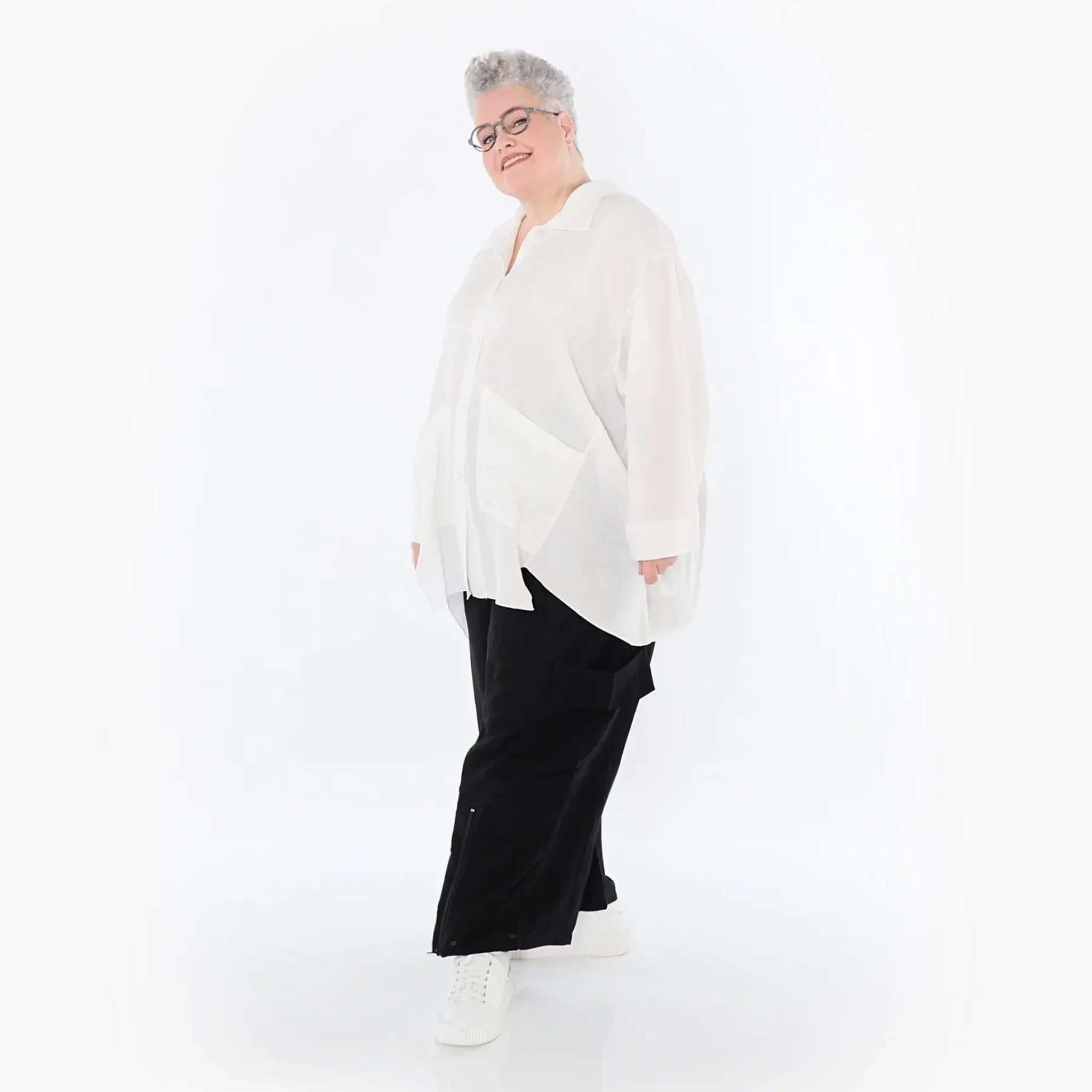  A-Form Jacke von AKH Fashion aus Viskose, 1490.07095, Weiß, Ausgefallen, Zeitlos, Schick