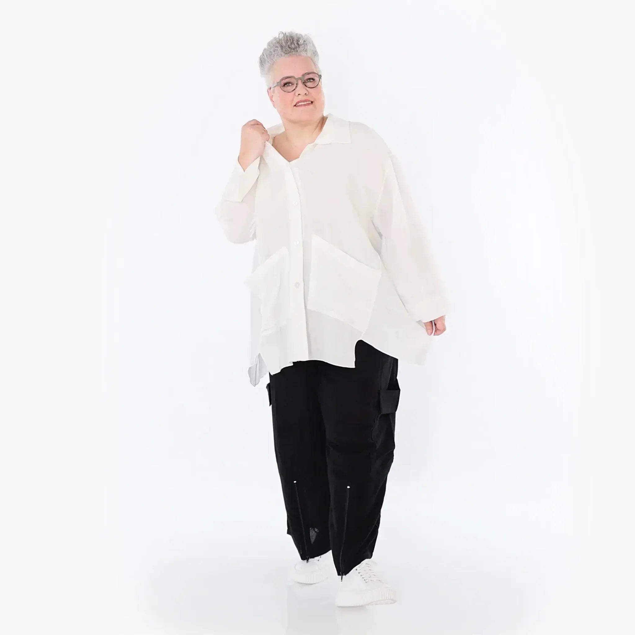  A-Form Jacke von AKH Fashion aus Viskose, 1490.07095, Weiß, Ausgefallen, Zeitlos, Schick