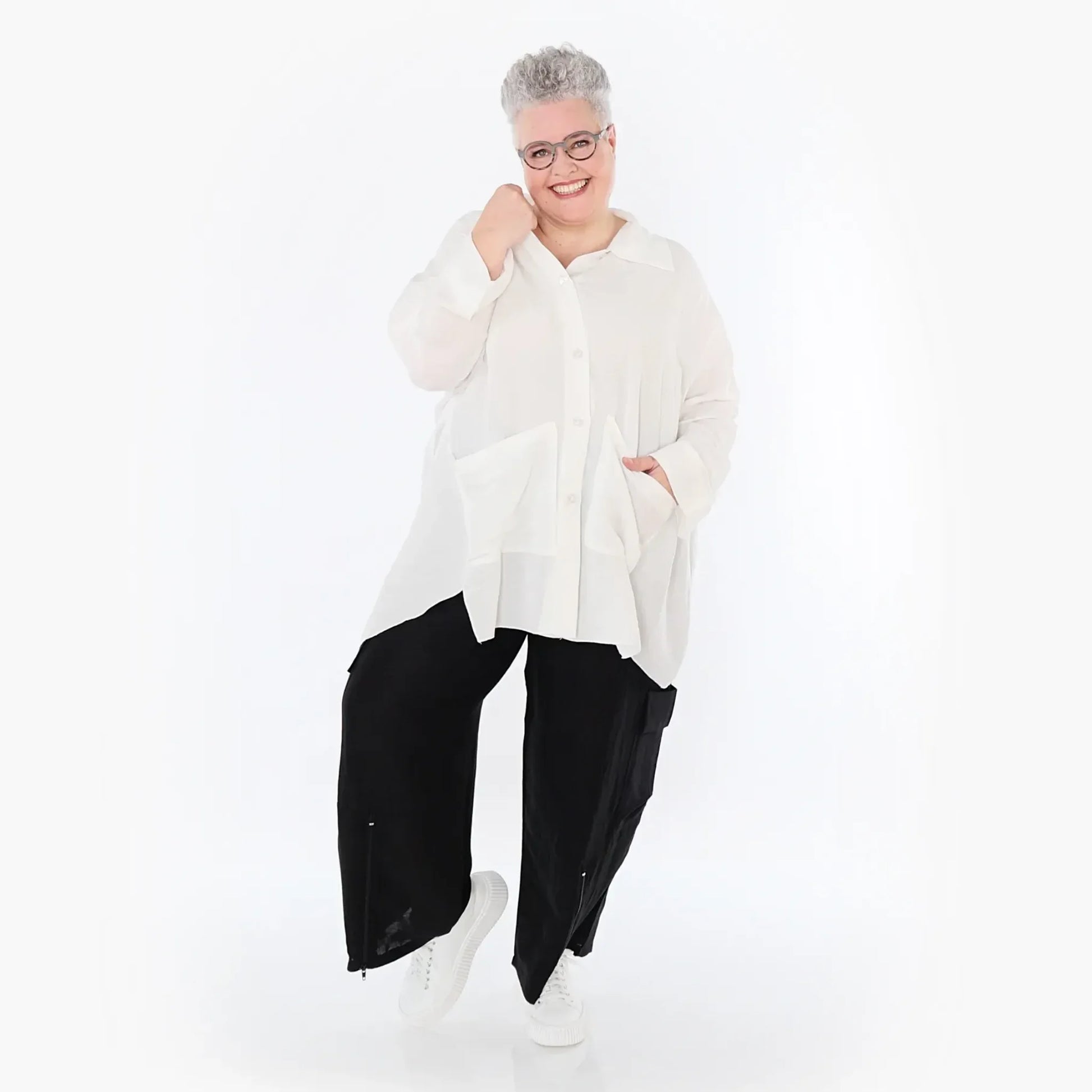  A-Form Jacke von AKH Fashion aus Viskose, 1490.07095, Weiß, Ausgefallen, Zeitlos, Schick