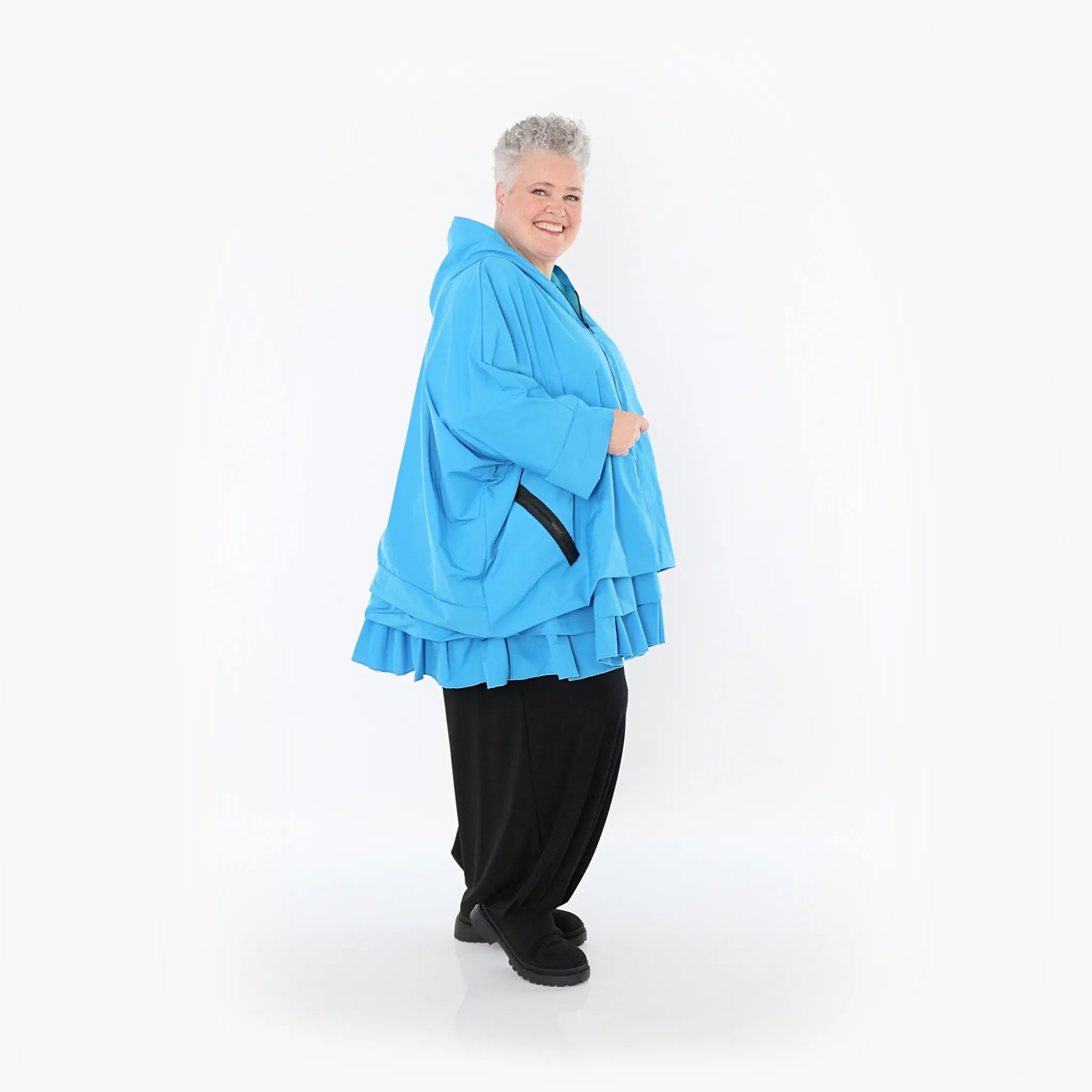  AKH Fashion Jacke in kastiger Form, aus Baumwolle, 1493.07076, Blau, Ausgefallen, Zeitlos