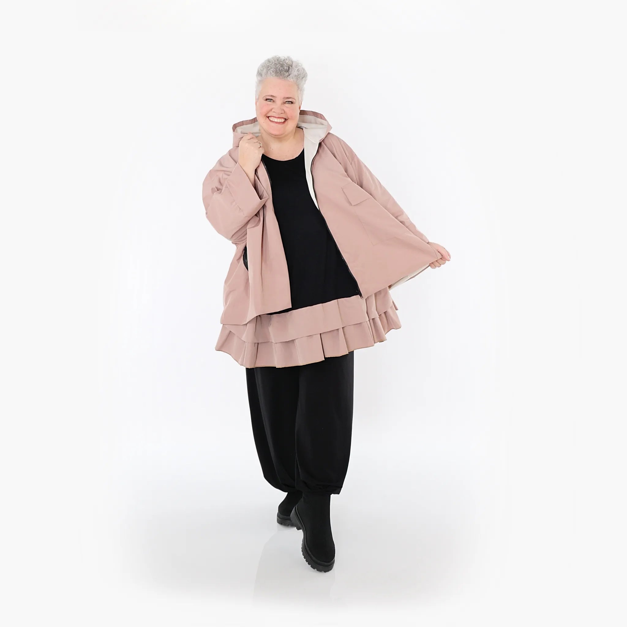  AKH Fashion Jacke in kastiger Form, aus Baumwolle, 1493.07076, Mauve, Ausgefallen, Zeitlos
