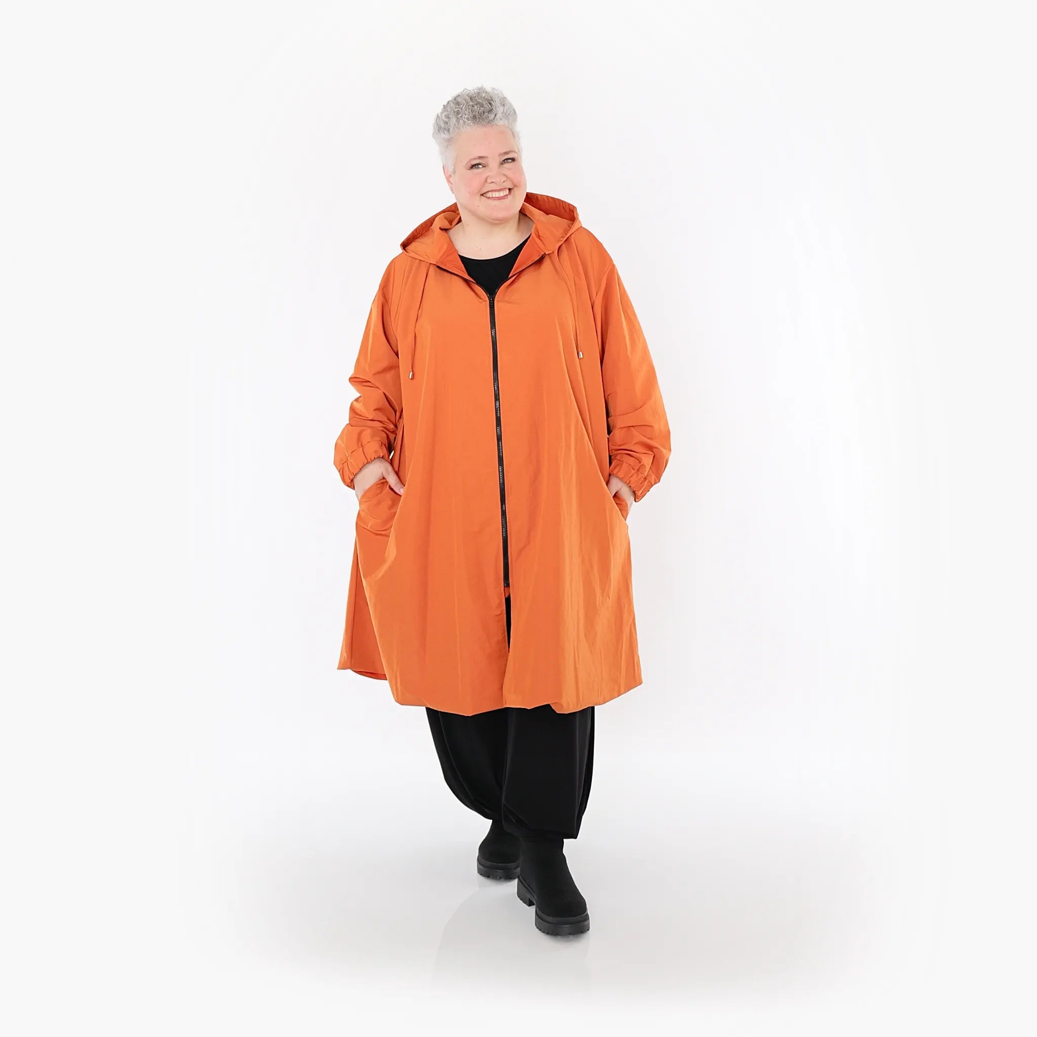  AKH Fashion Mantel in gerader Form, aus Baumwolle, 1493.07102, Orange, Ausgefallen, Schick