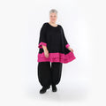  A-Form Bigshirt von AKH Fashion aus Viskose, 1493.07103, Schwarz/Fuchsia, Ausgefallen, Schick