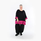  A-Form Bigshirt von AKH Fashion aus Viskose, 1493.07103, Schwarz/Fuchsia, Ausgefallen, Schick
