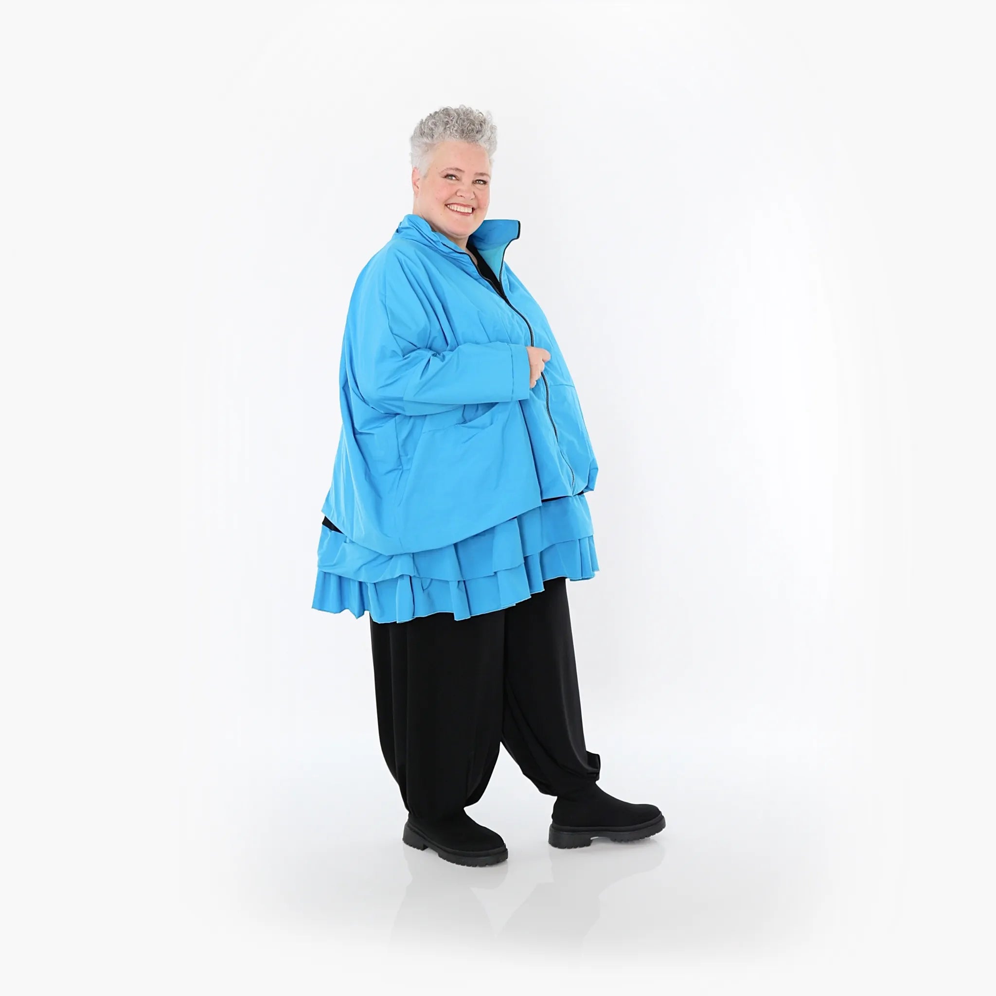  AKH Fashion Jacke in kastiger Form, aus Baumwolle, 1493.07104, Blau, Ausgefallen, Zeitlos